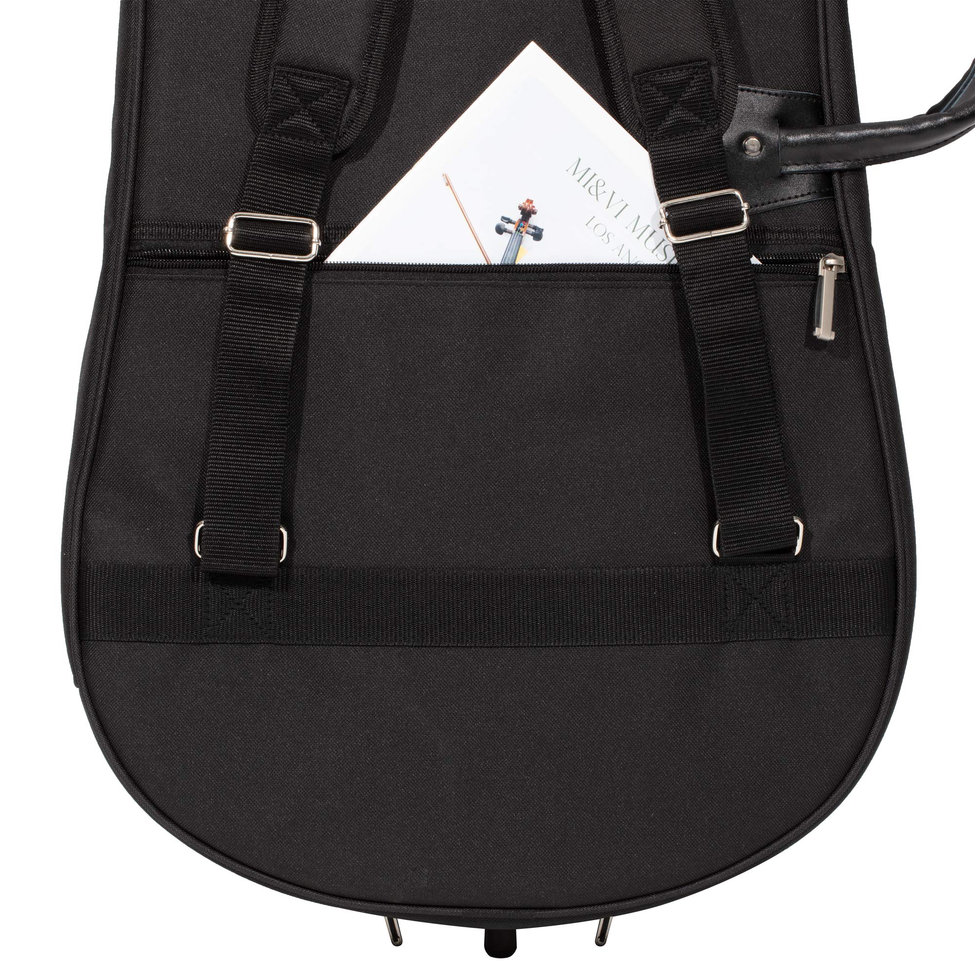 MI&VI CB-5001 Cello Soft Case Travel Gig Bag (3/4 Size) With Multiple Pockets and Adjustable Backpack Straps | 12mm Thick Padding | Waterproof | Non-Abrasive Lining - By MIVI Music
