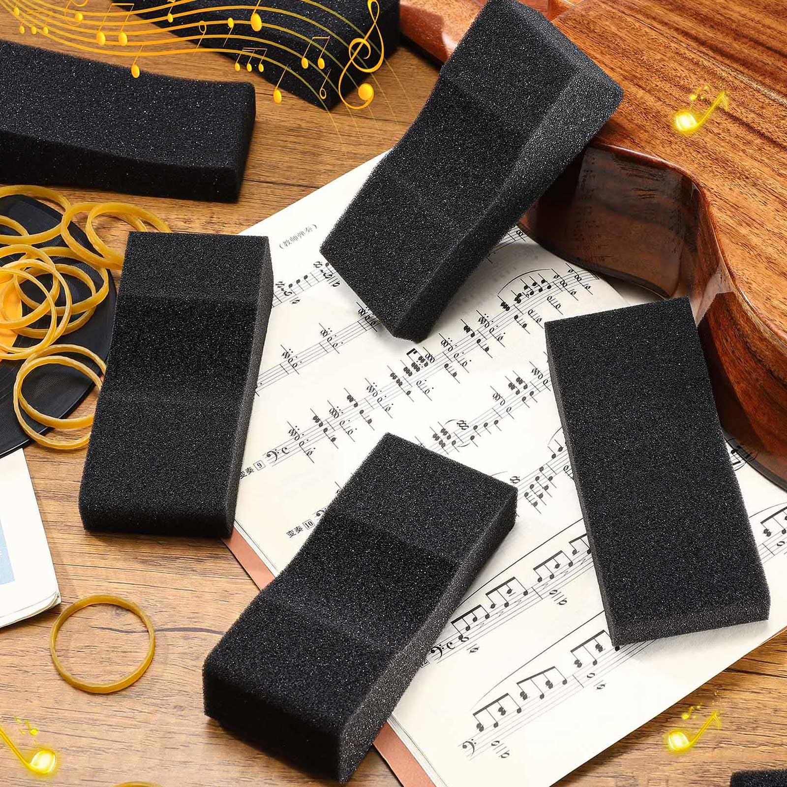 Facmogu 10PCS Foam Violin Shoulder Pad, Economy Sponge Violin Shoulder Pads for 3/4-1/2 Violins, Great Present for Christmas, Soft Violins Sponge Rest with Rubber Bands for Concerts & Party - Black
