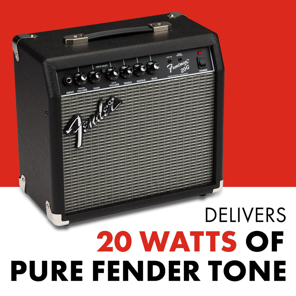 Fender Frontman 10G Electric Guitar Amplifier, 10-Watt Practice Amp with 6" Speaker, Built-in Overdrive, Headphone Jack & Aux Input, Black/Silver, with 2-Year Warranty