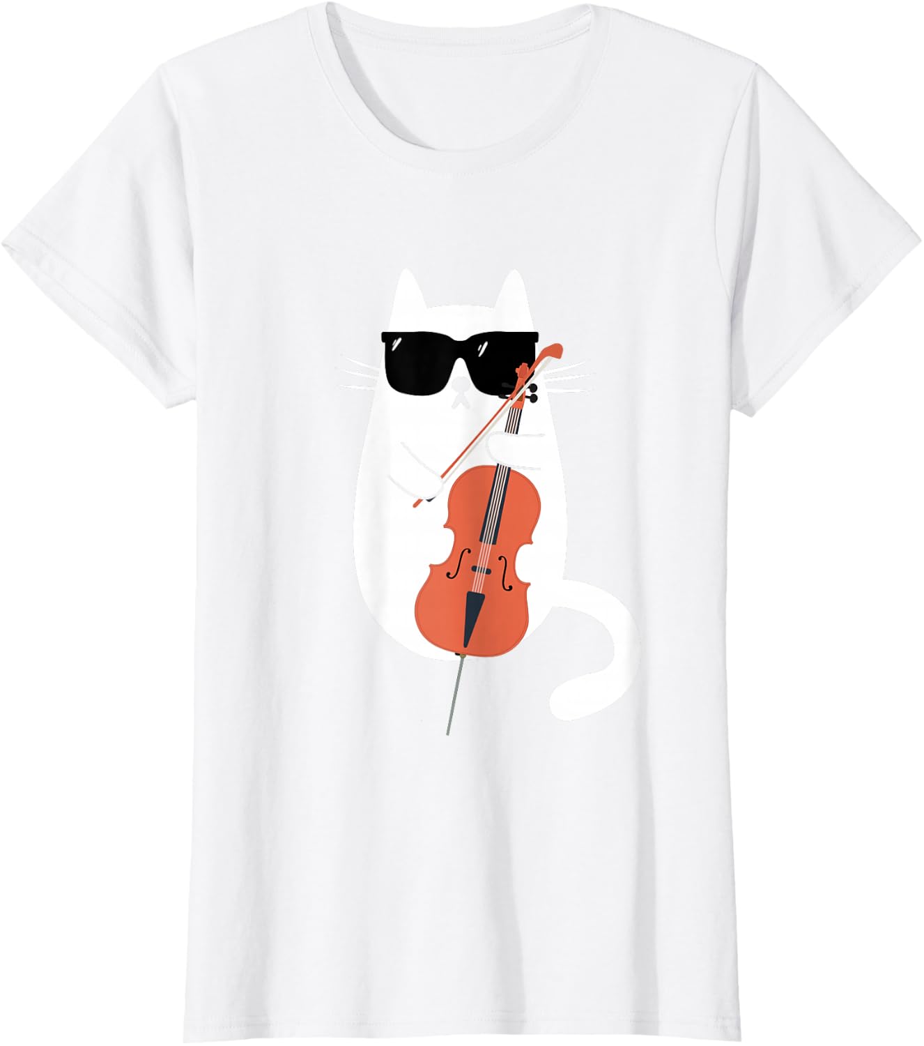 Funny Cat Wearing Sunglasses Playing Cello Cellist Musician T-Shirt