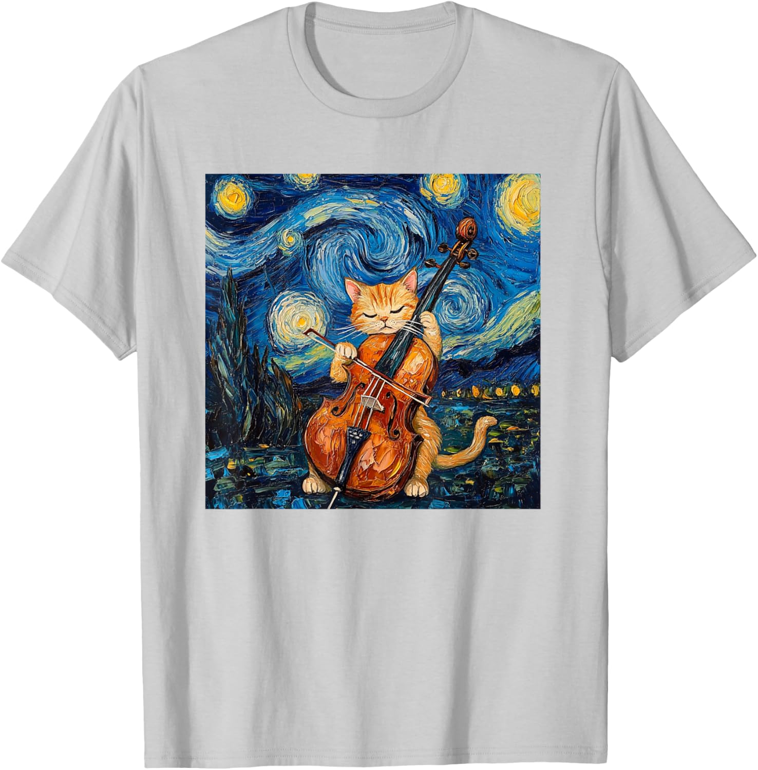 Funny Cello Player Cat Shirt Men Womens Kids T-Shirt