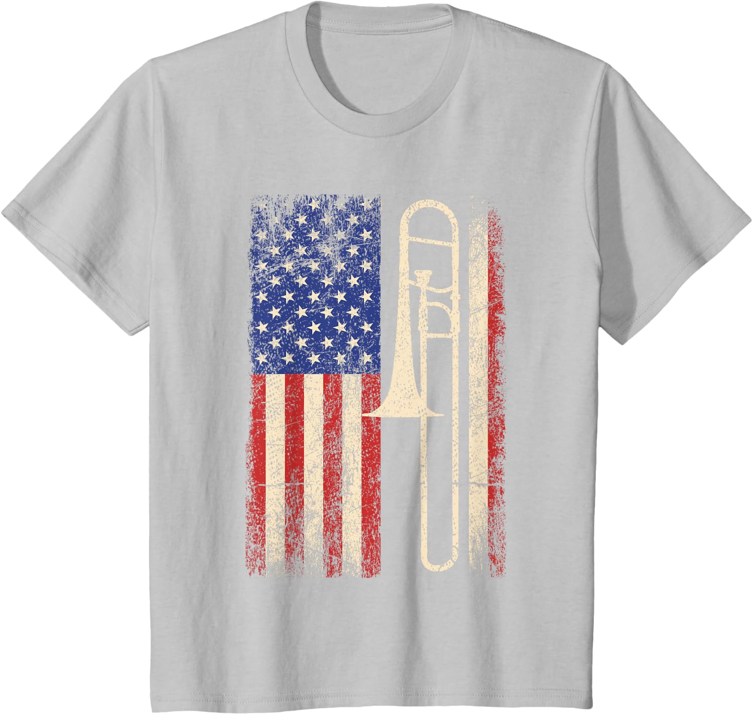 Trombone USA American Flag Shirt Jazz Music Vintage Men Tee T-Shirt