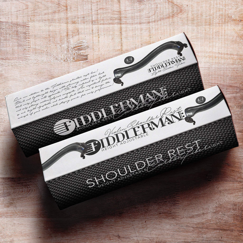 Fiddlerman Light Carbon Fiber Violin Shoulder Rest 4/4 Foam Padding For Comfort With Slight Height Adjustable Feet (Wood Look)