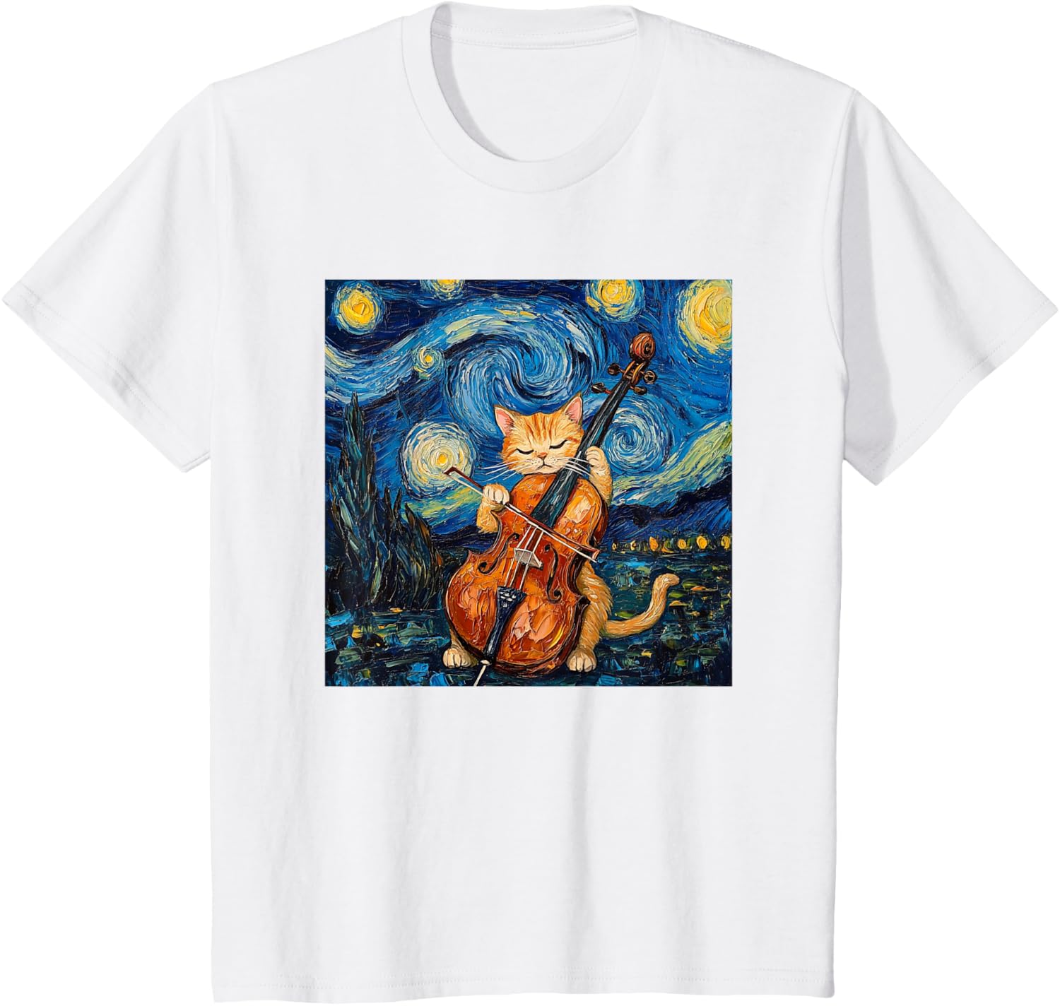 Funny Cello Player Cat Shirt Men Womens Kids T-Shirt