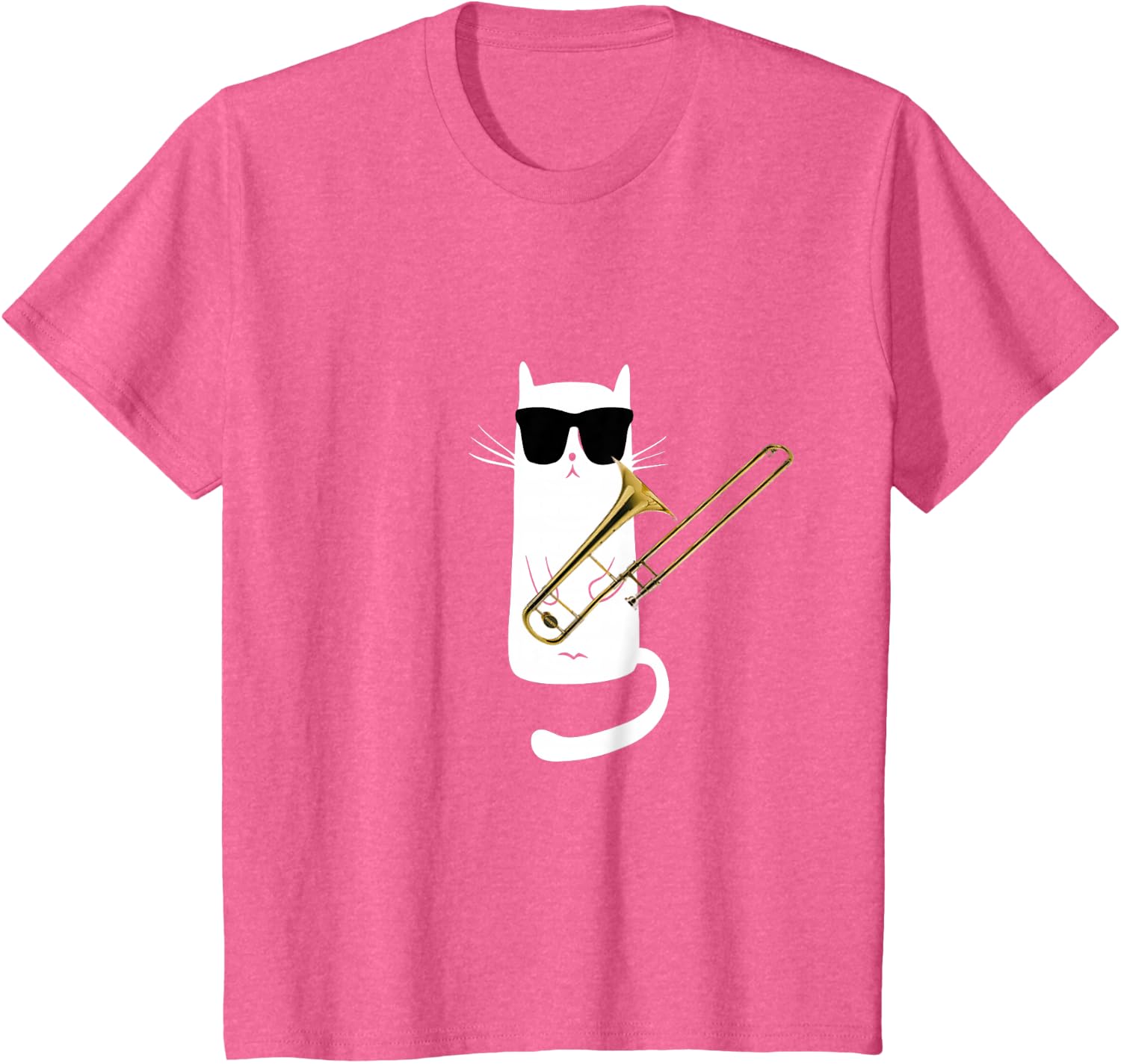 Funny Cat Wearing Sunglasses Playing Trombone T-Shirt Small
