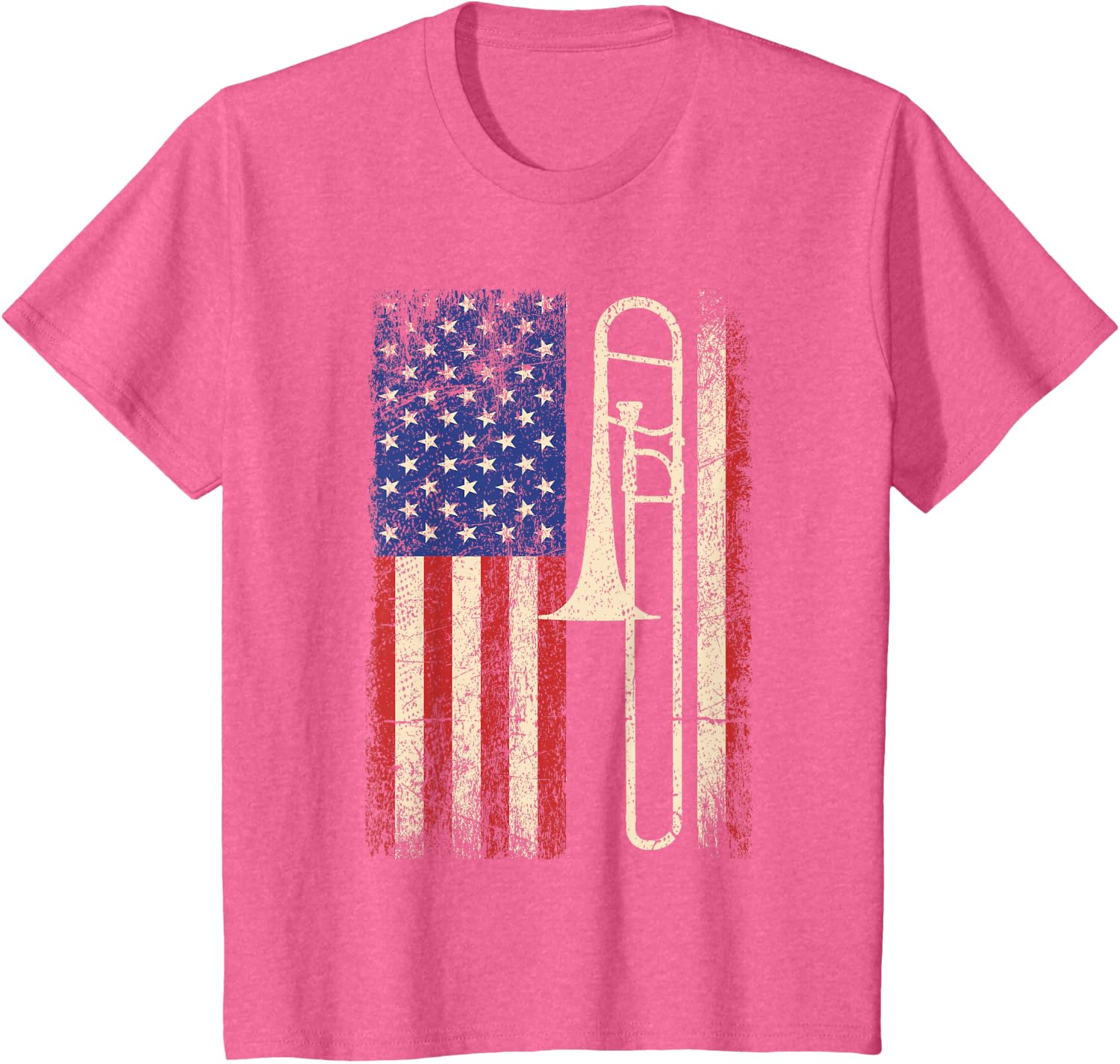 Trombone USA American Flag Shirt Jazz Music Vintage Men Tee T-Shirt