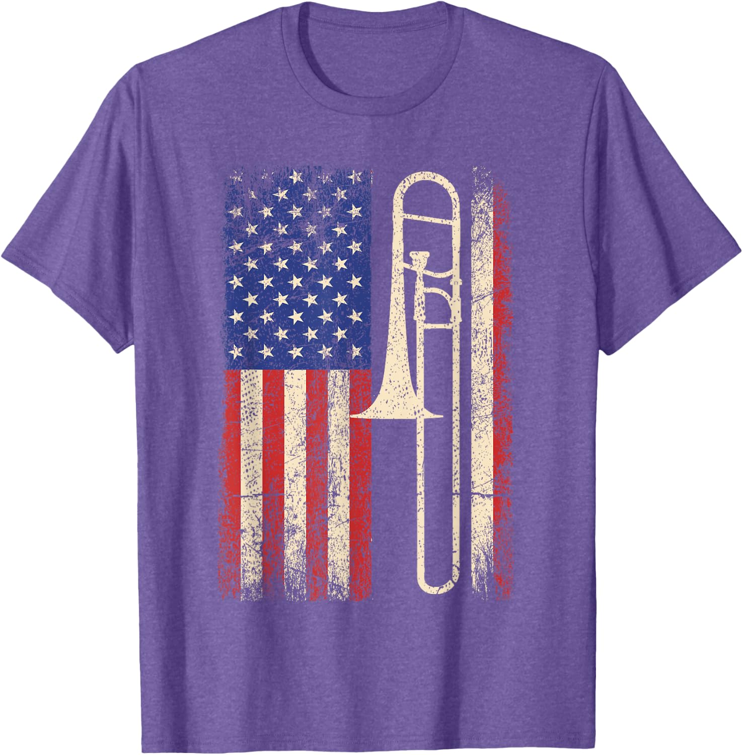 Trombone USA American Flag Shirt Jazz Music Vintage Men Tee T-Shirt