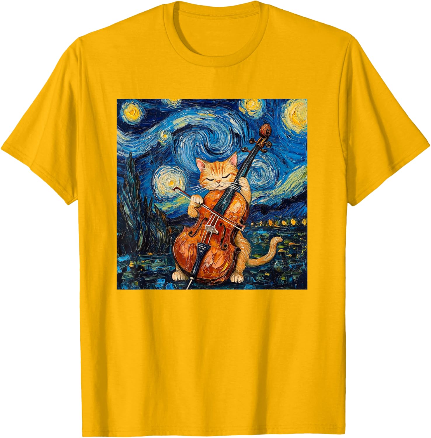 Funny Cello Player Cat Shirt Men Womens Kids T-Shirt