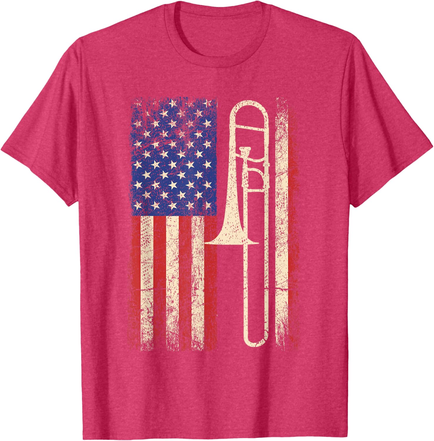 Trombone USA American Flag Shirt Jazz Music Vintage Men Tee T-Shirt
