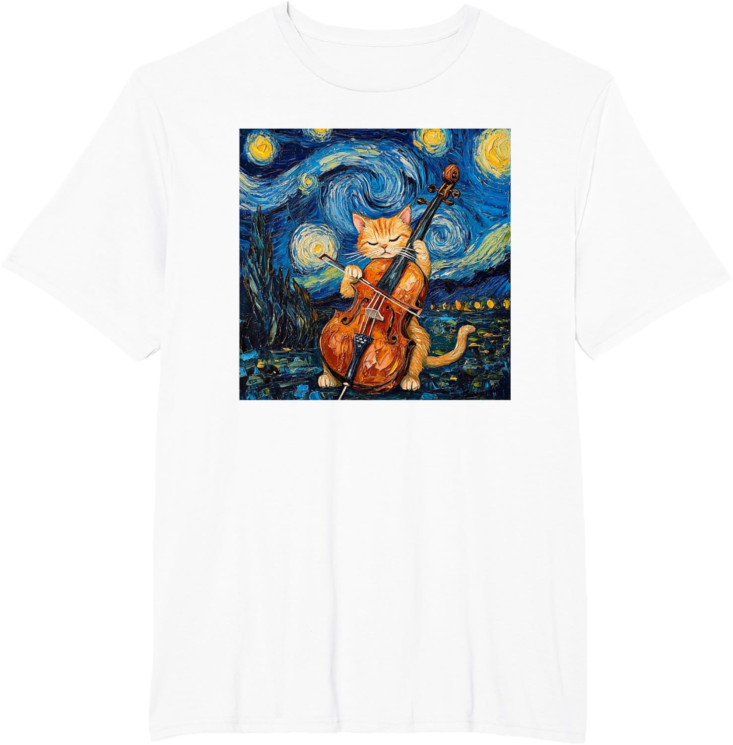 Funny Cello Player Cat Shirt Men Womens Kids T-Shirt