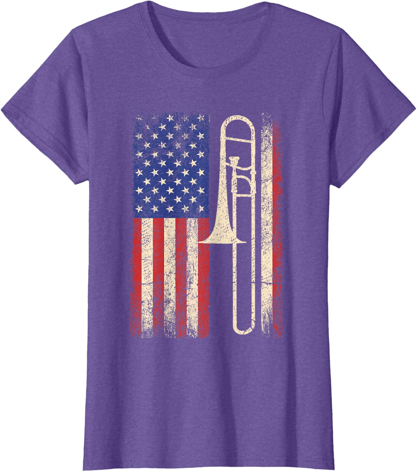 Trombone USA American Flag Shirt Jazz Music Vintage Men Tee T-Shirt