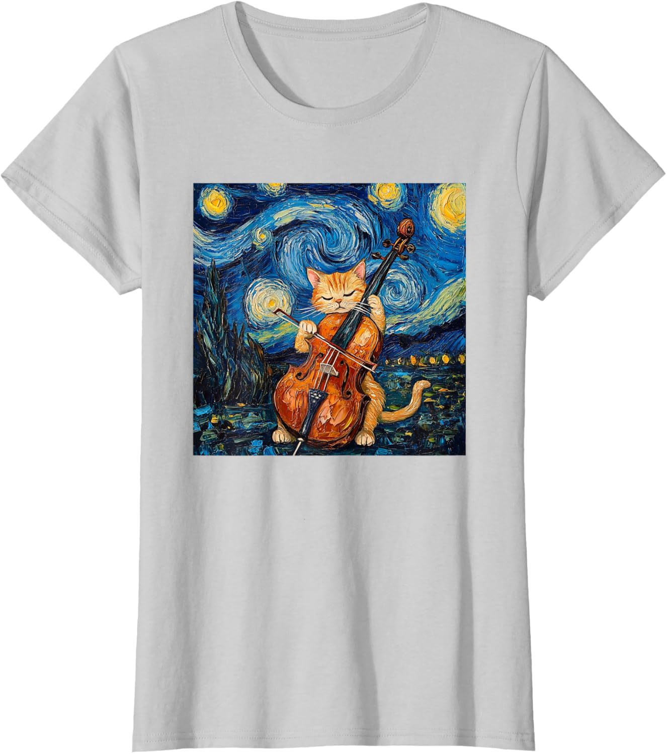 Funny Cello Player Cat Shirt Men Womens Kids T-Shirt