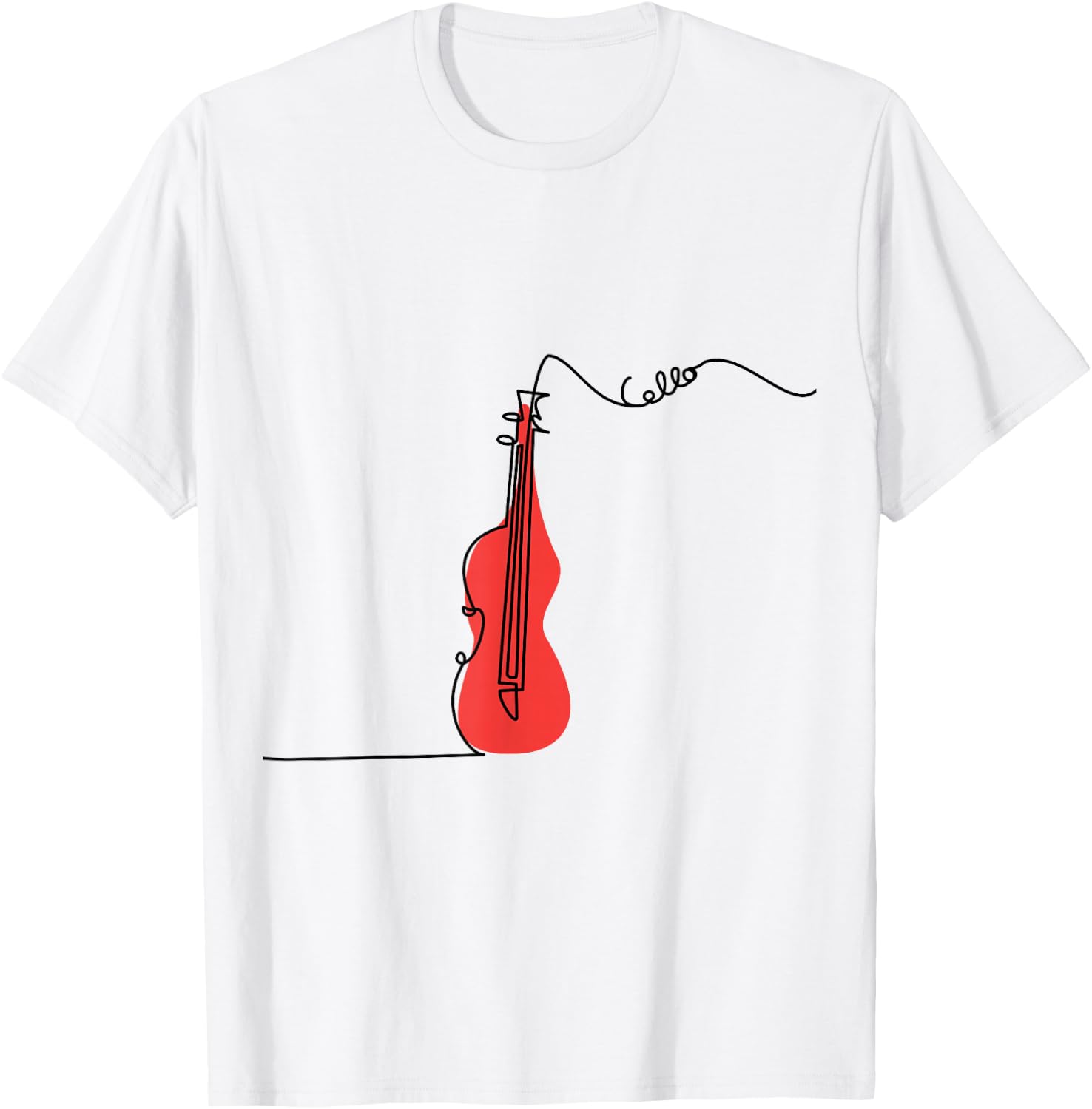 Cellist Music Orchestra Design One-Line Cello T-Shirt Small
