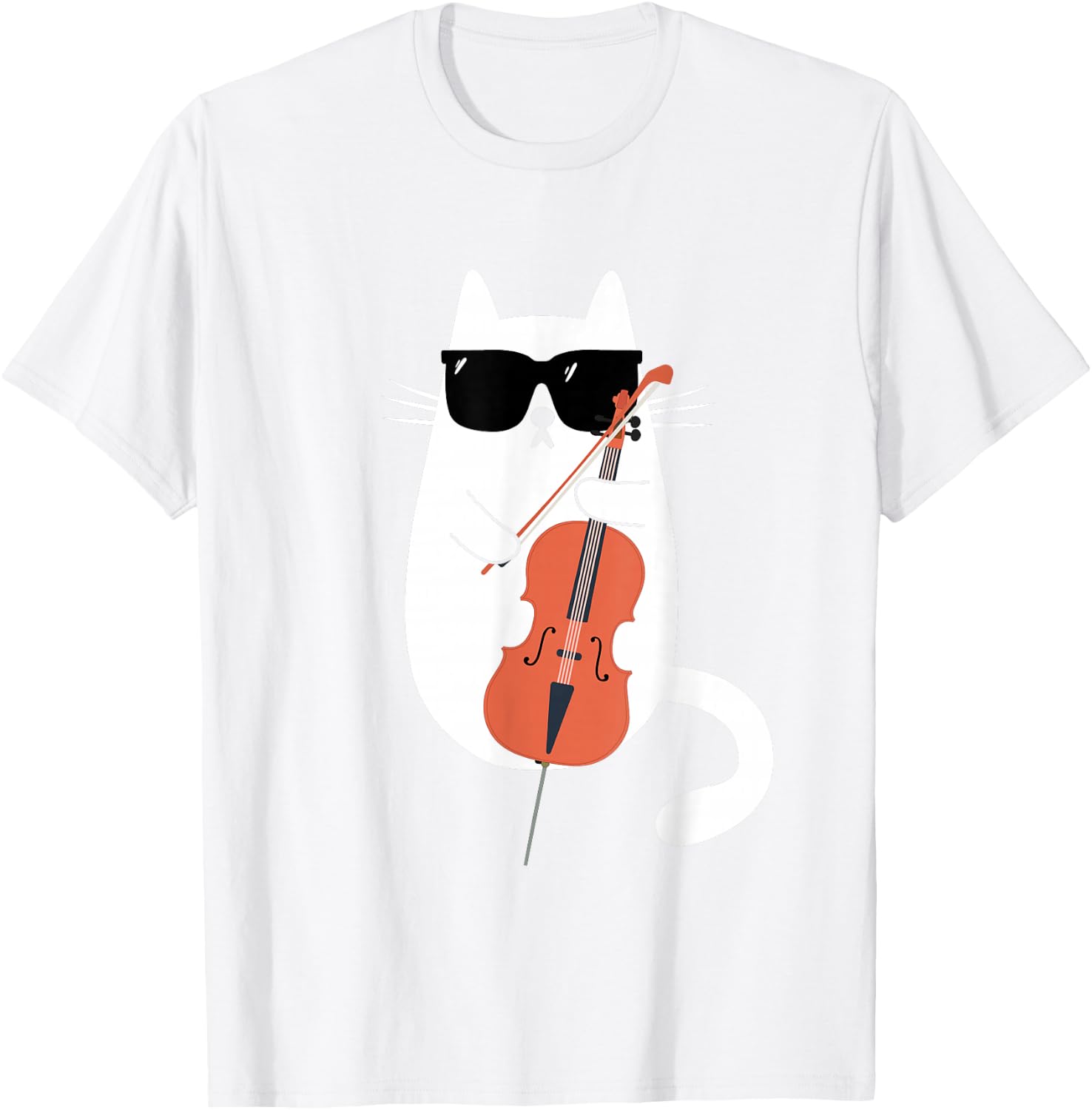 Funny Cat Wearing Sunglasses Playing Cello Cellist Musician T-Shirt