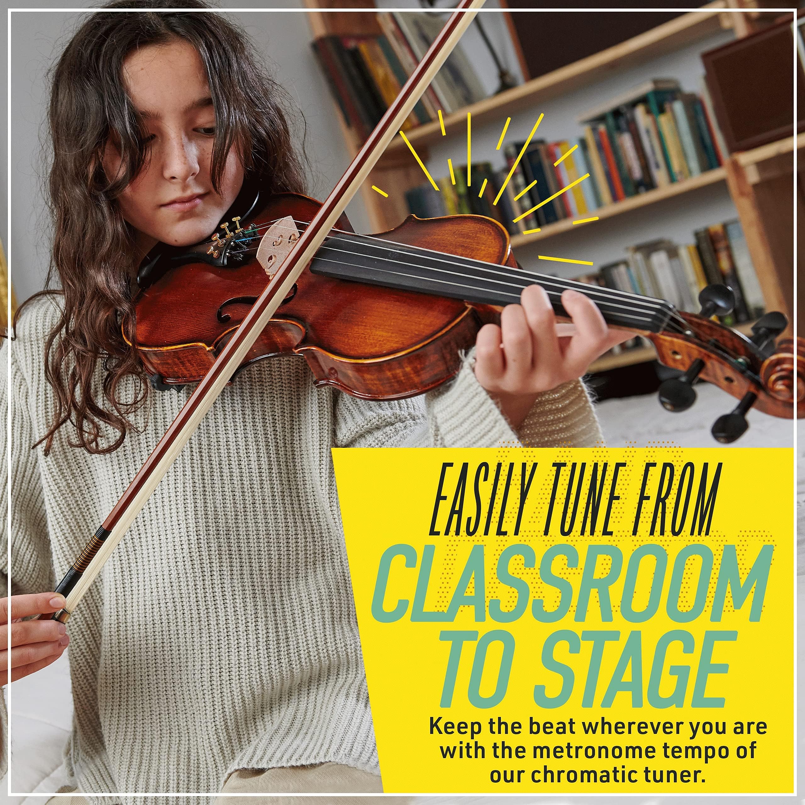 Mendini By Cecilio 4/4 Violin For Beginners, Black Solid Wood - Flamed Acoustic Violins Set with Case, Tuner, Shoulder Rest, Bow, Rosin, Bridge & Strings