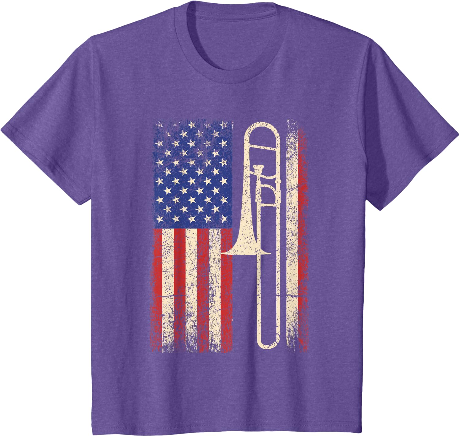 Trombone USA American Flag Shirt Jazz Music Vintage Men Tee T-Shirt