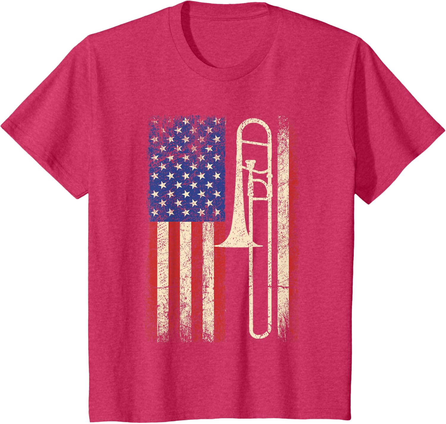 Trombone USA American Flag Shirt Jazz Music Vintage Men Tee T-Shirt