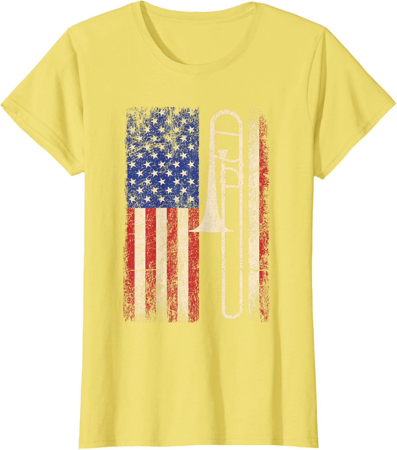 Trombone USA American Flag Shirt Jazz Music Vintage Men Tee T-Shirt