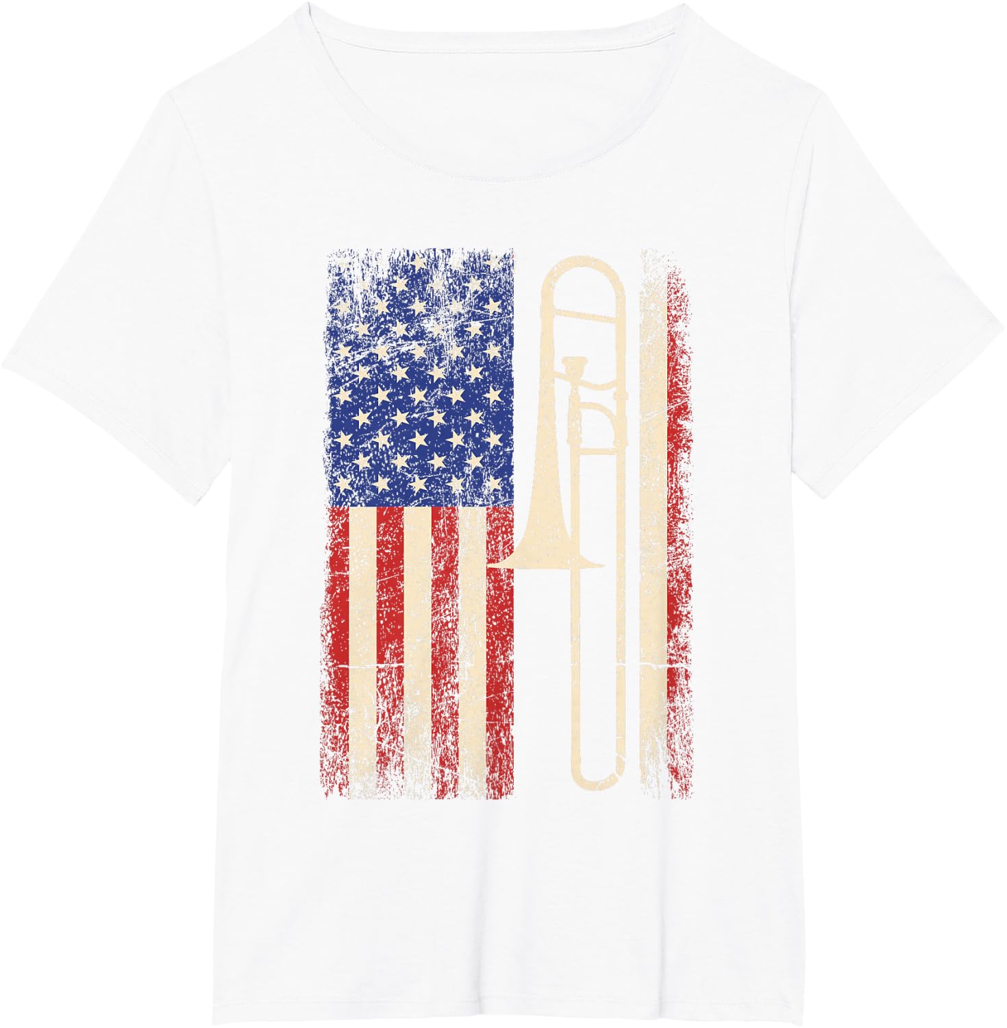 Trombone USA American Flag Shirt Jazz Music Vintage Men Tee T-Shirt