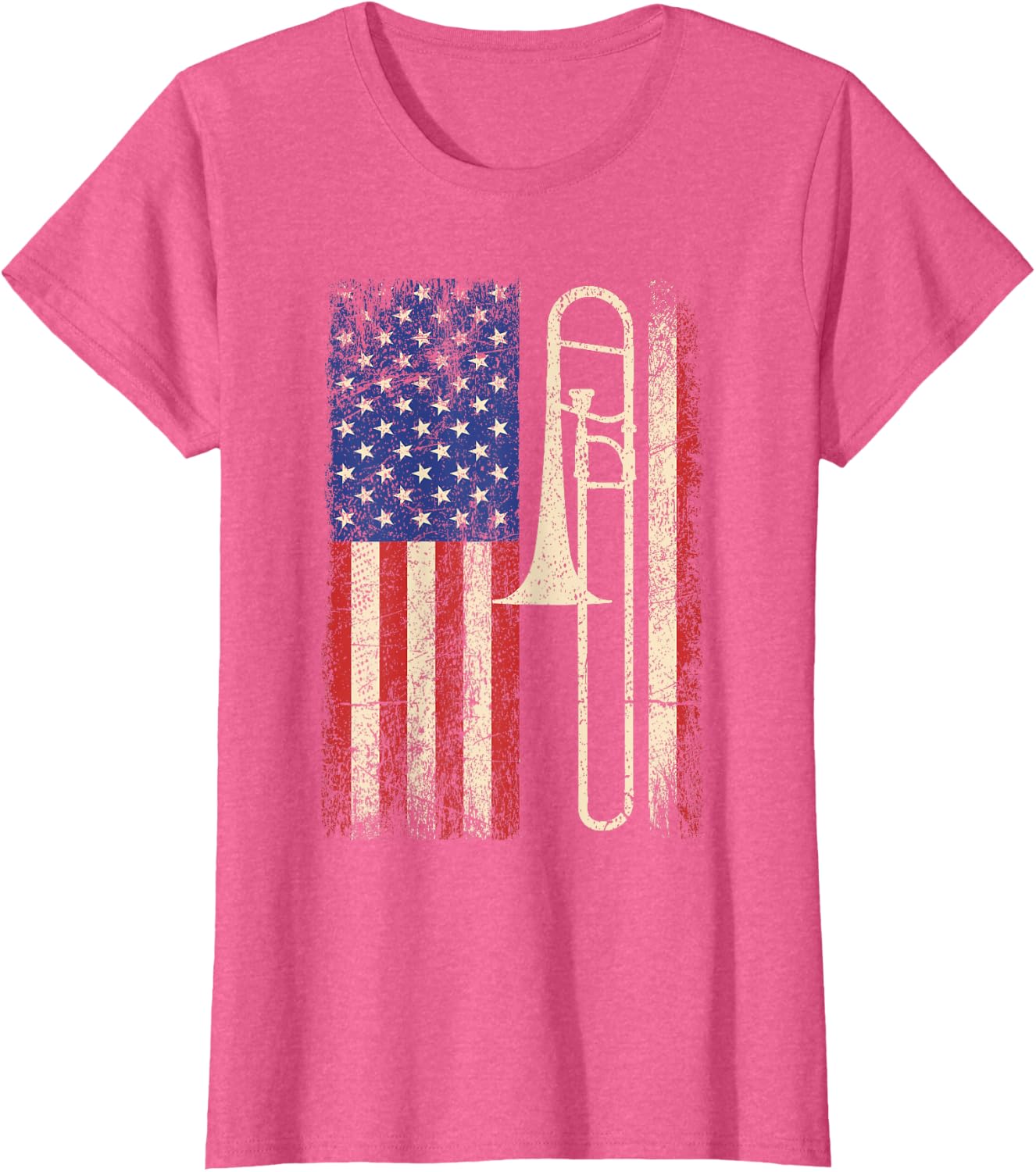 Trombone USA American Flag Shirt Jazz Music Vintage Men Tee T-Shirt