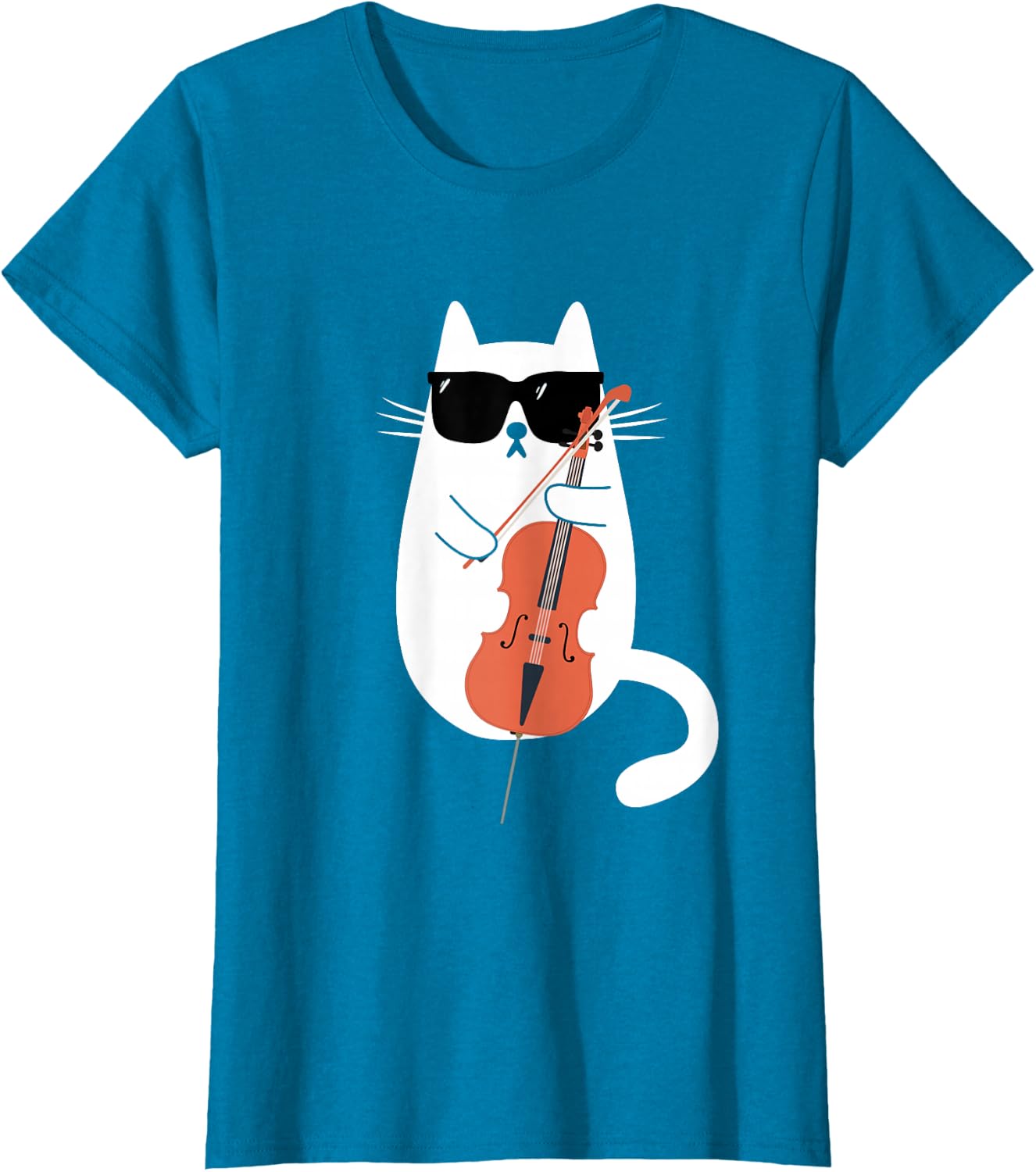 Funny Cat Wearing Sunglasses Playing Cello Cellist Musician T-Shirt