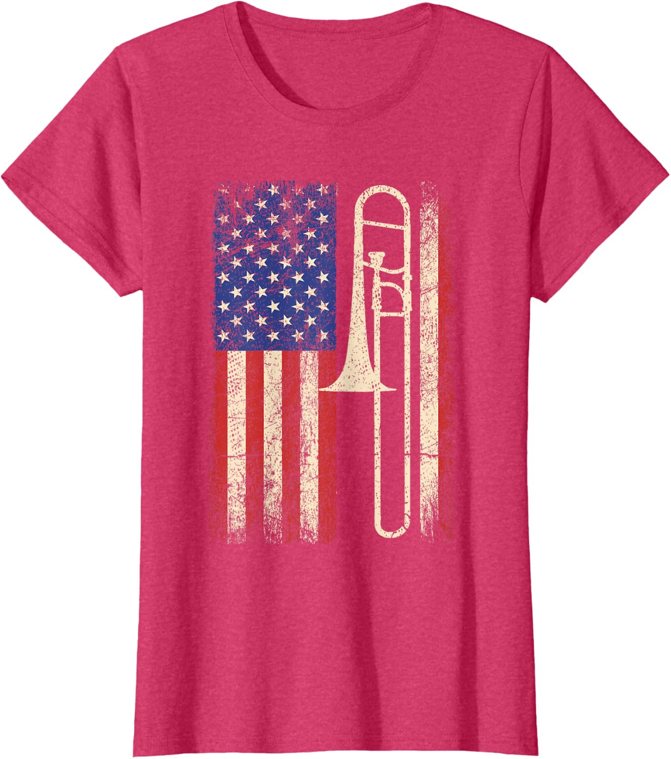 Trombone USA American Flag Shirt Jazz Music Vintage Men Tee T-Shirt