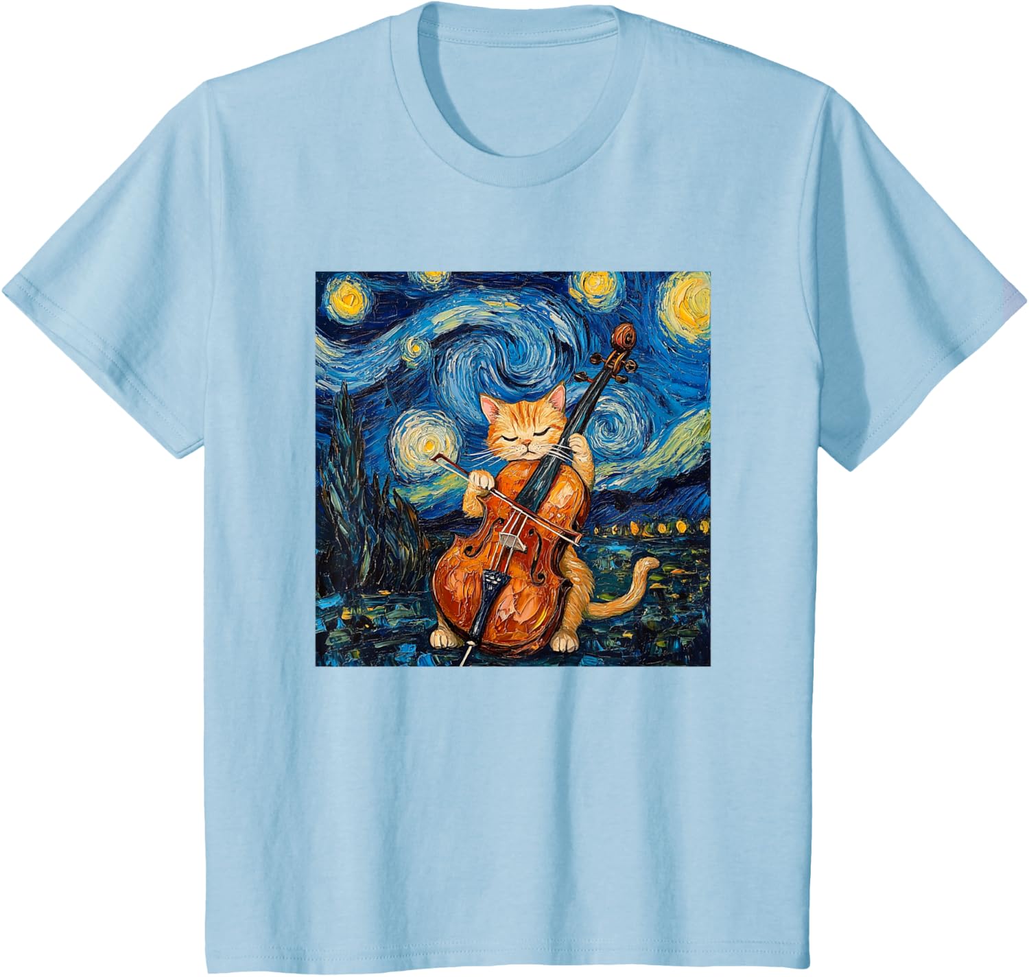 Funny Cello Player Cat Shirt Men Womens Kids T-Shirt
