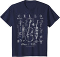 Cello Vintage Patent Cellist Drawing Print T-Shirt
