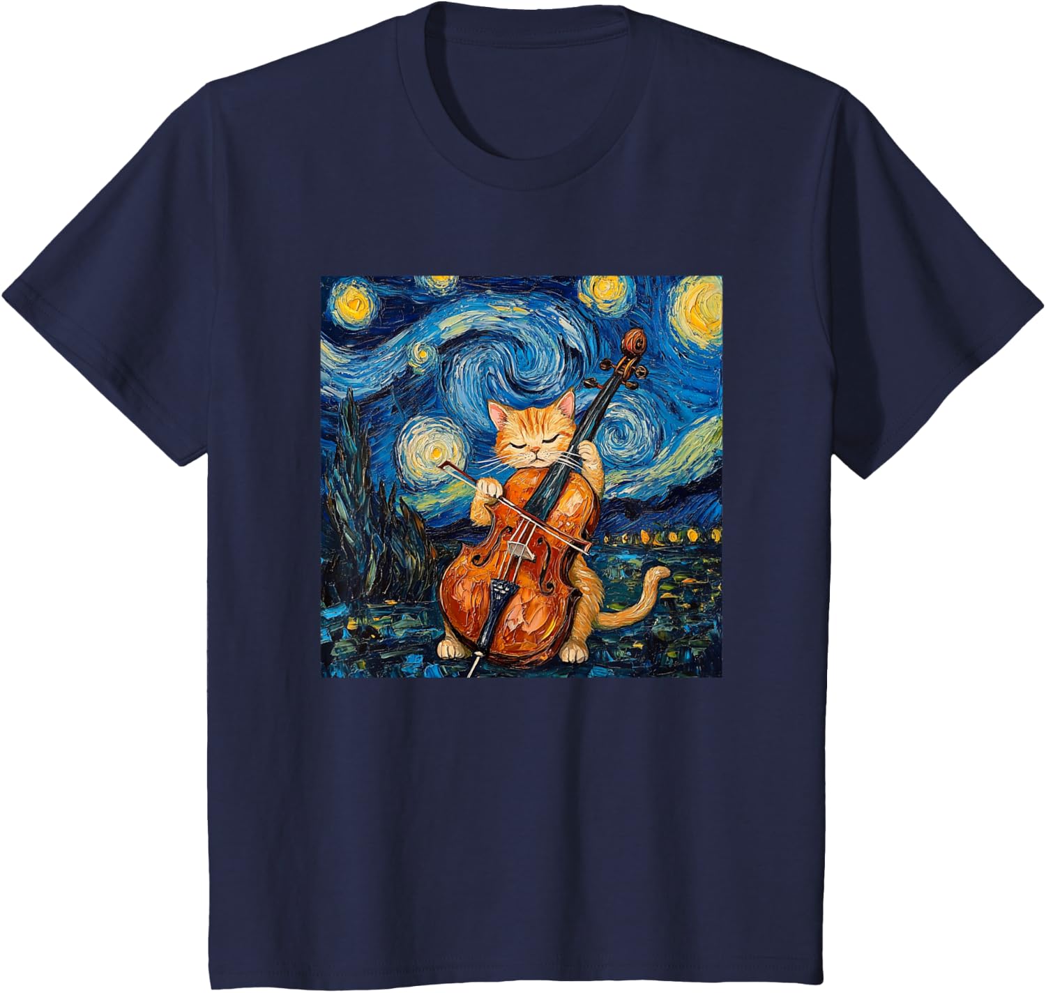 Funny Cello Player Cat Shirt Men Womens Kids T-Shirt