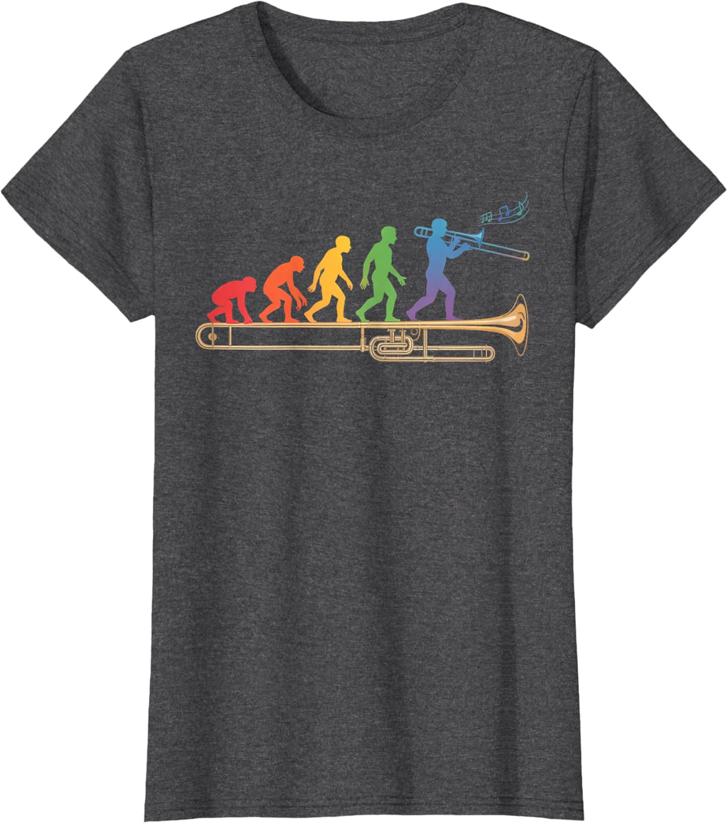 Trombone Human Evolution Marching Band Jazz Music Trombone T-Shirt