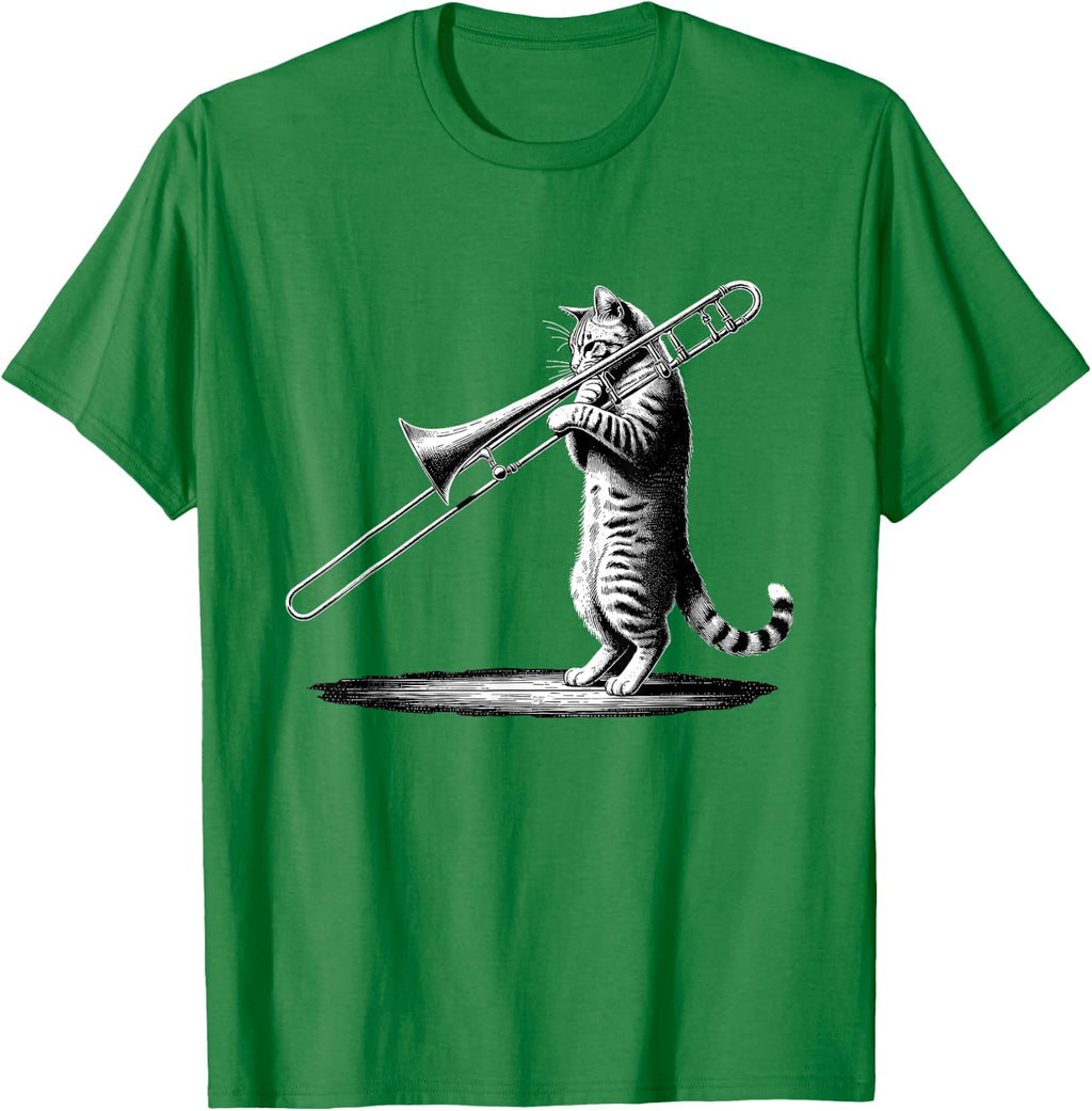 Cat Playing Trombone Player Trombonist Instrument T-Shirt