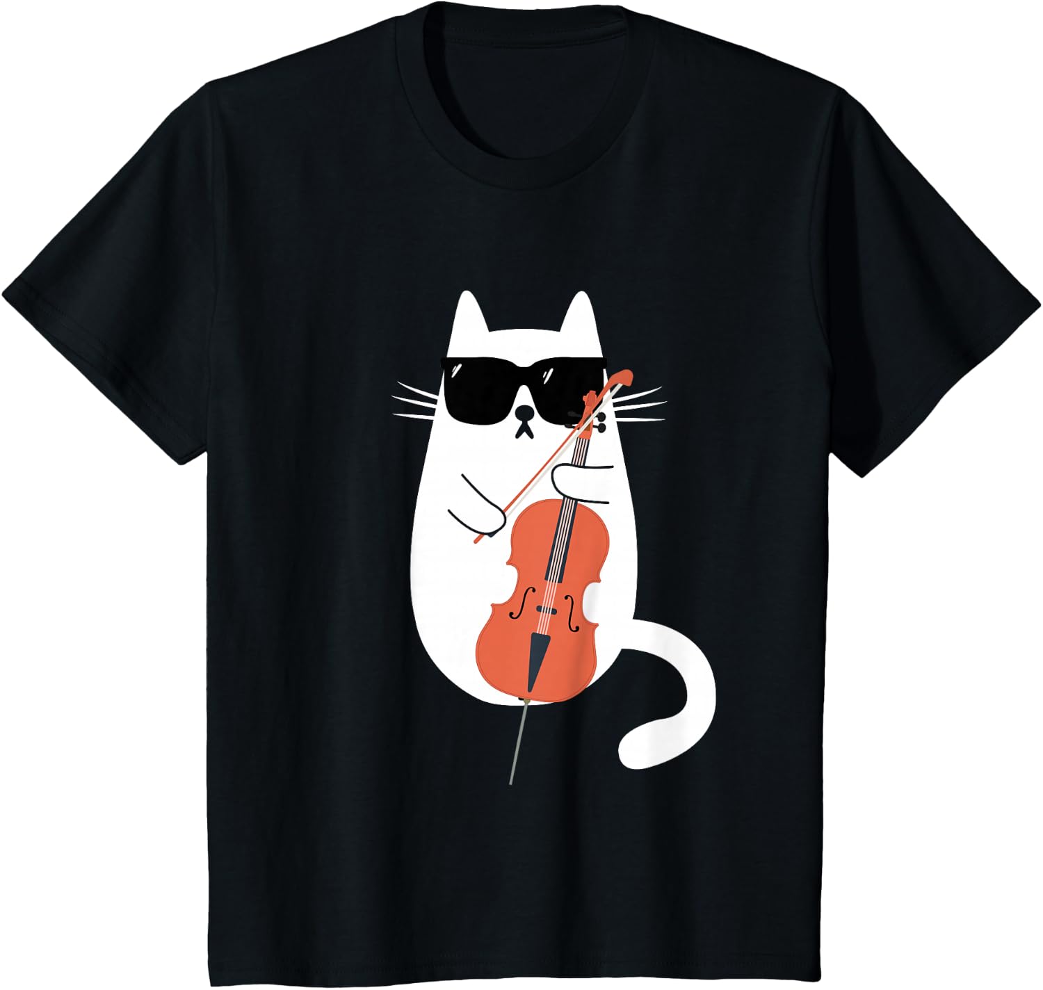 Funny Cat Wearing Sunglasses Playing Cello Cellist Musician T-Shirt