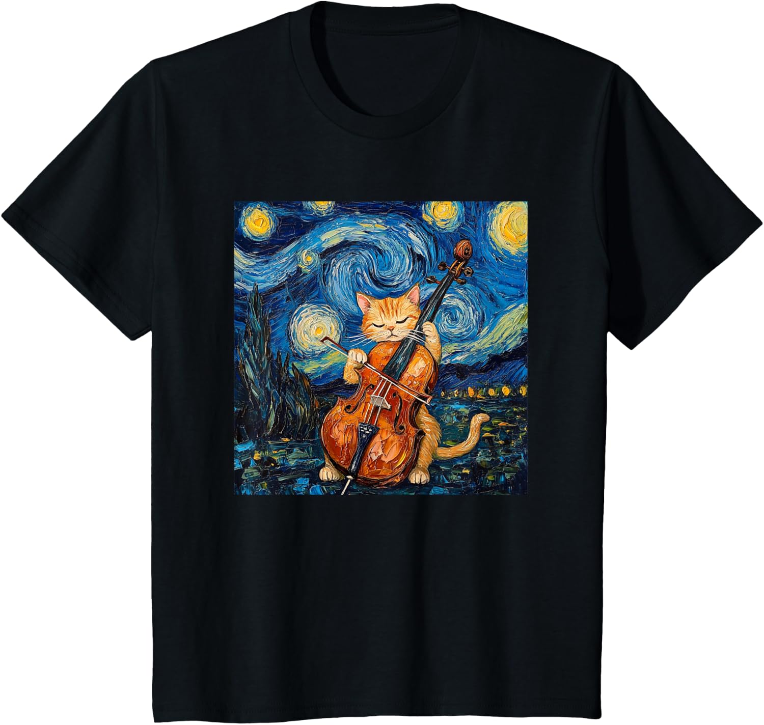 Funny Cello Player Cat Shirt Men Womens Kids T-Shirt