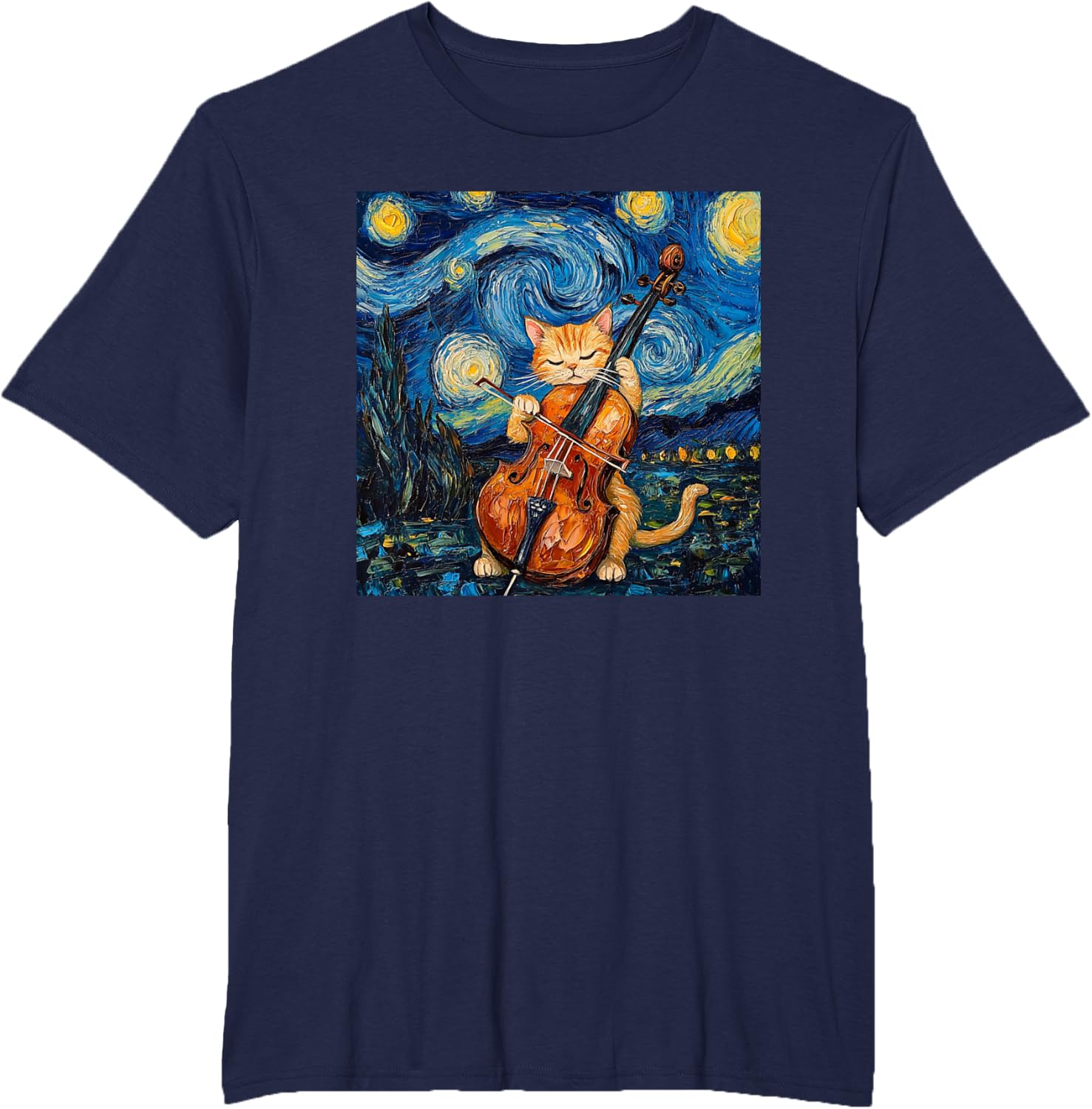Funny Cello Player Cat Shirt Men Womens Kids T-Shirt