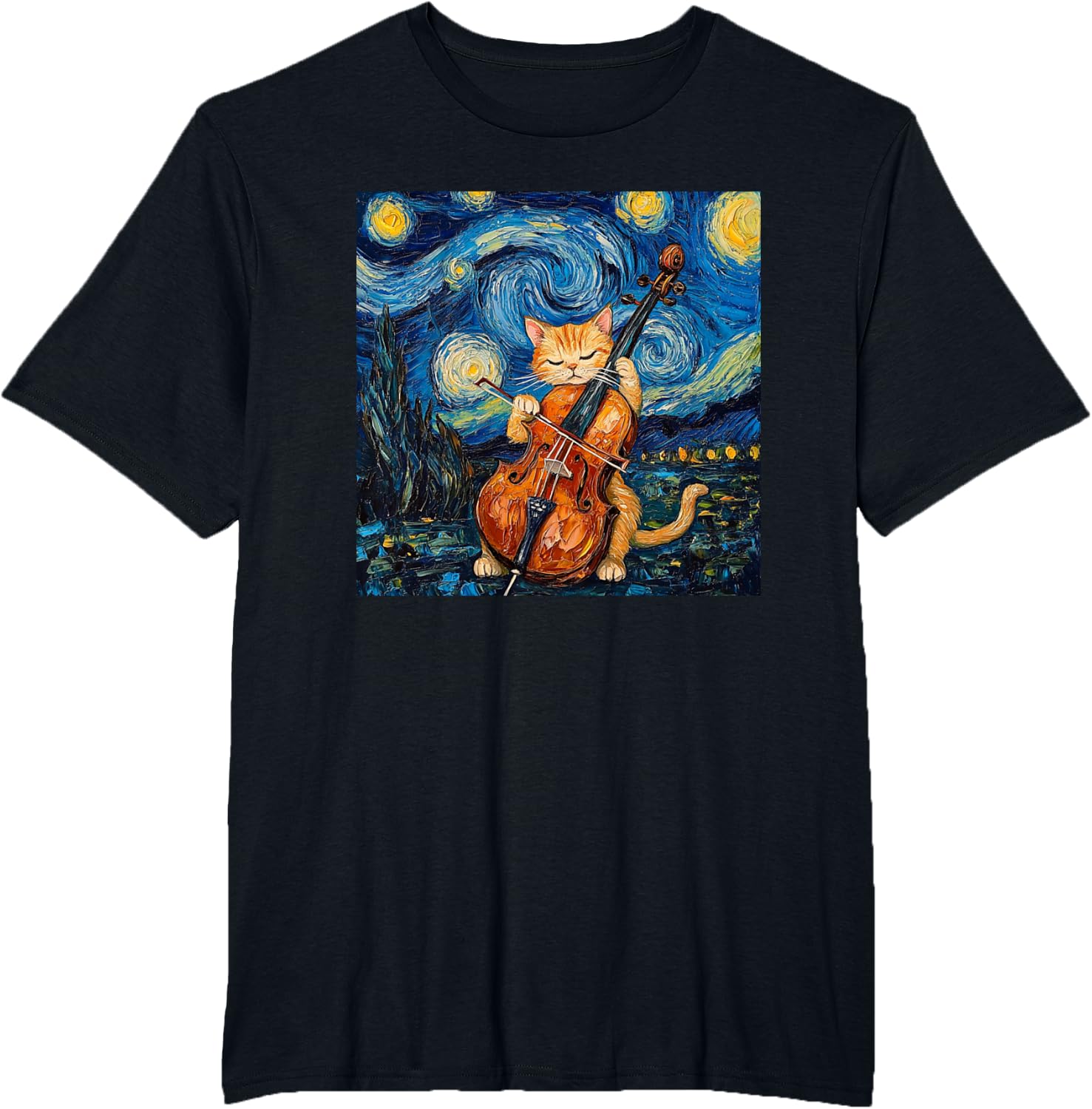 Funny Cello Player Cat Shirt Men Womens Kids T-Shirt