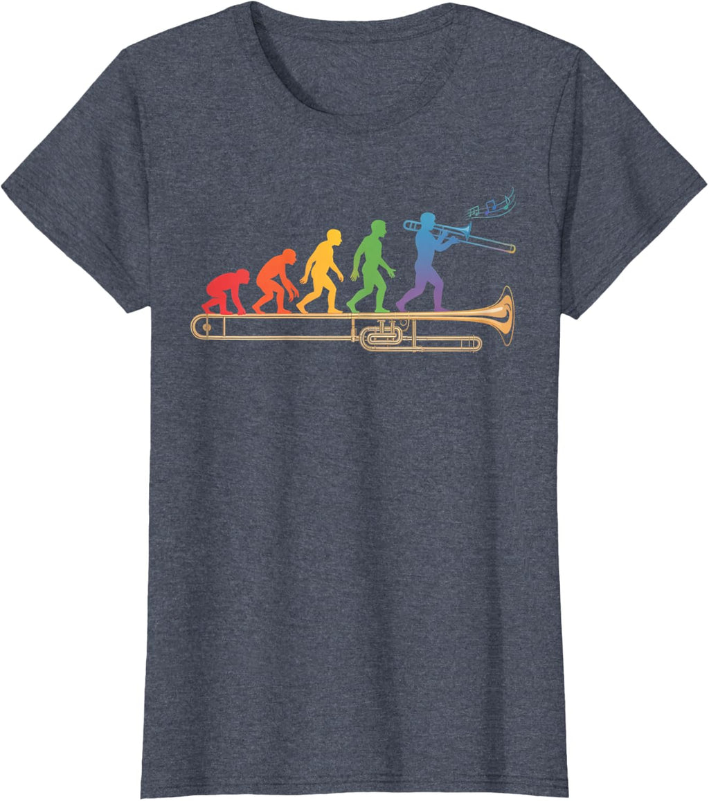 Trombone Human Evolution Marching Band Jazz Music Trombone T-Shirt