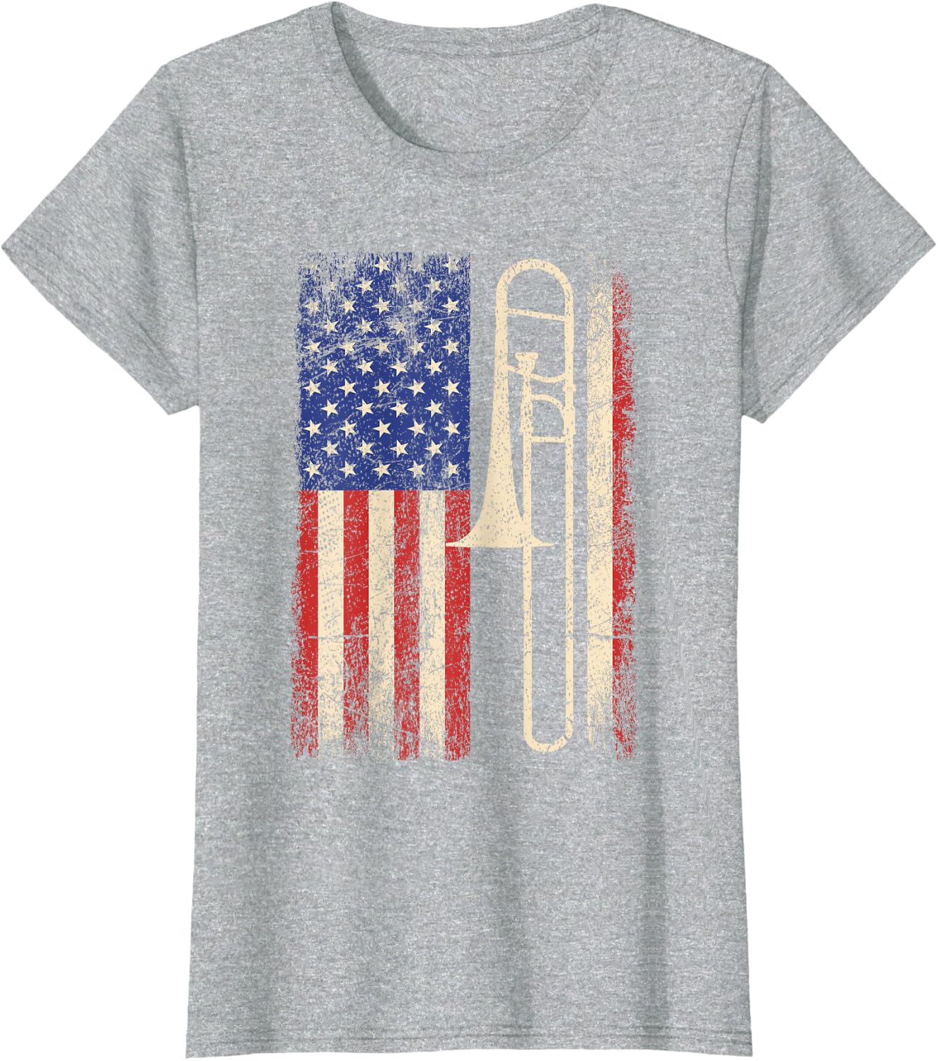 Trombone USA American Flag Shirt Jazz Music Vintage Men Tee T-Shirt