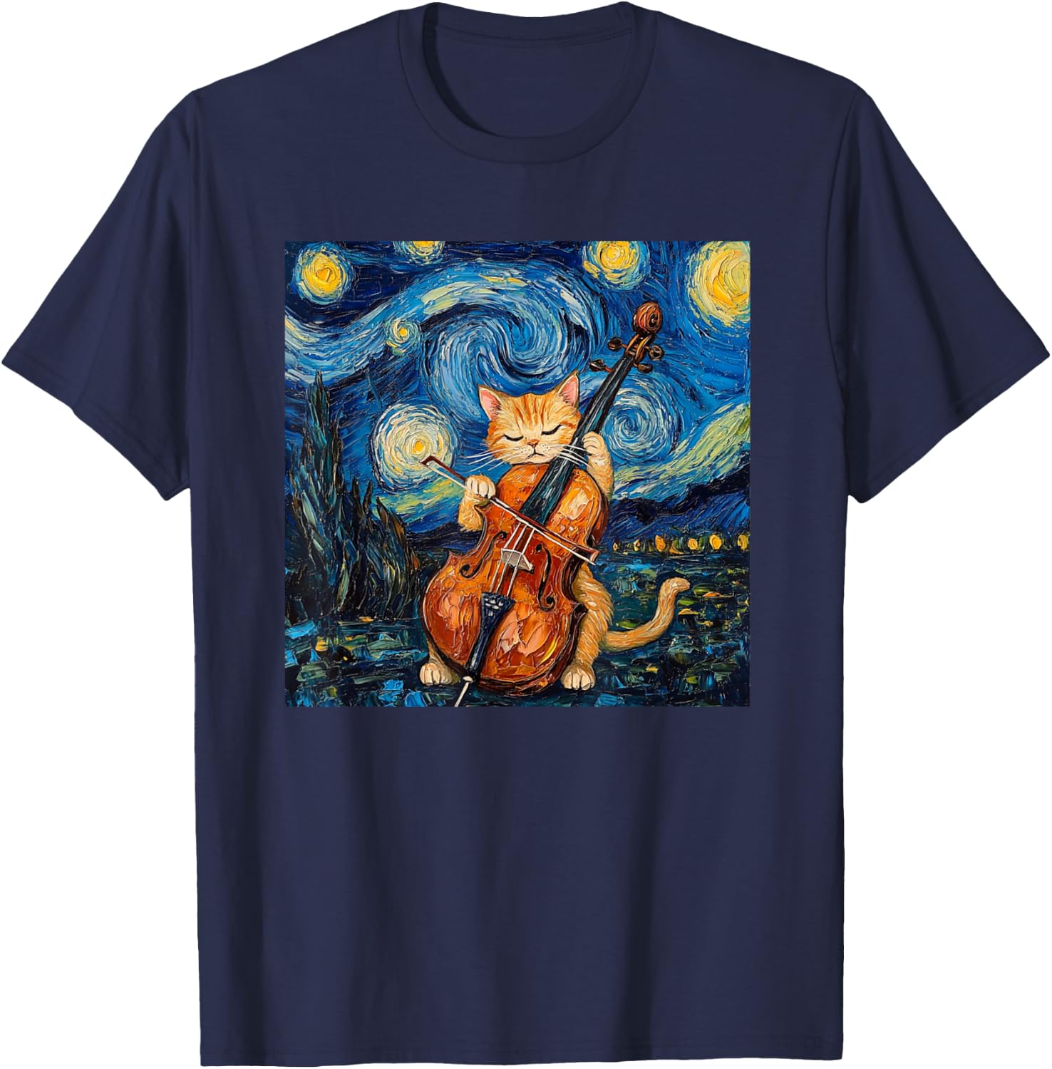 Funny Cello Player Cat Shirt Men Womens Kids T-Shirt