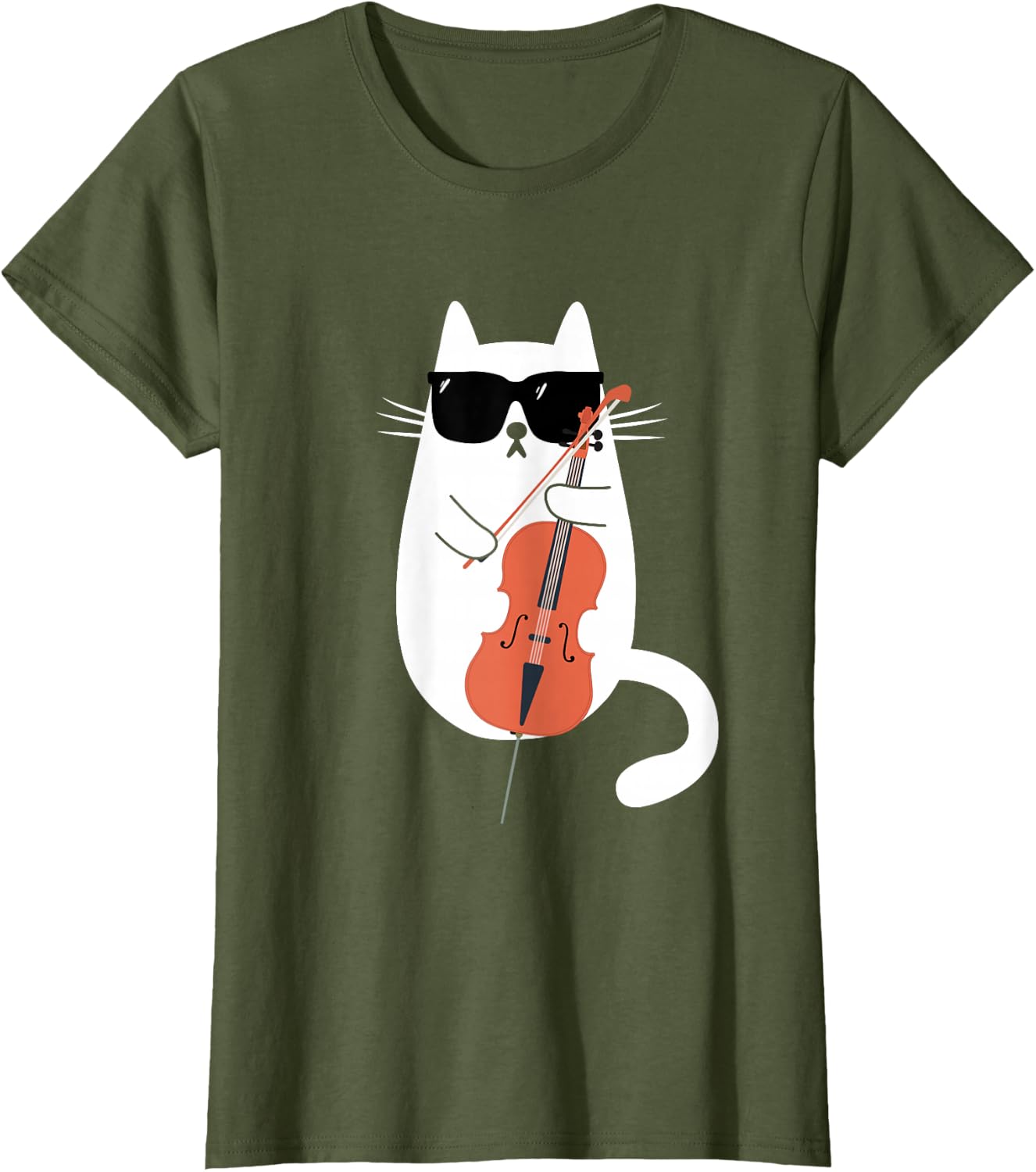 Funny Cat Wearing Sunglasses Playing Cello Cellist Musician T-Shirt