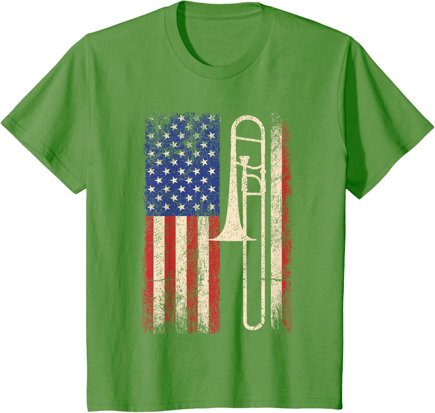 Trombone USA American Flag Shirt Jazz Music Vintage Men Tee T-Shirt