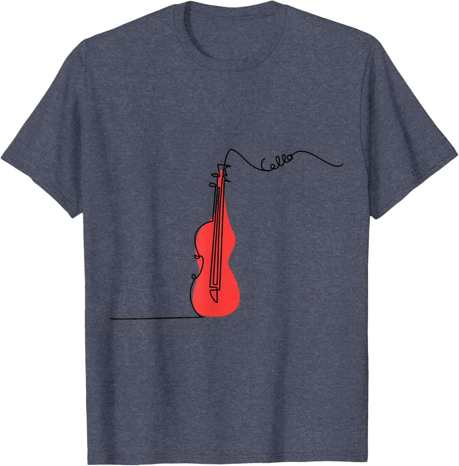 Cellist Music Orchestra Design One-Line Cello T-Shirt Small
