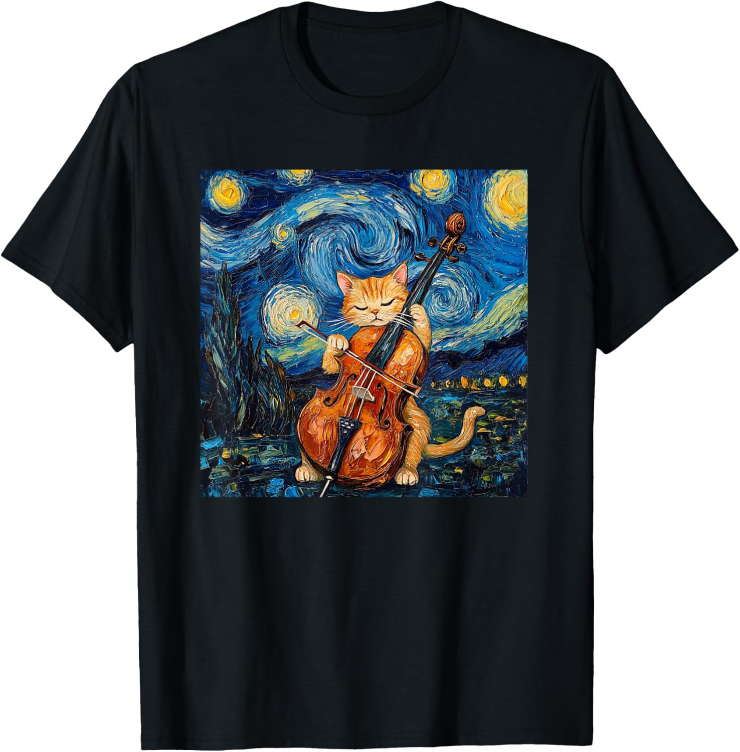 Funny Cello Player Cat Shirt Men Womens Kids T-Shirt