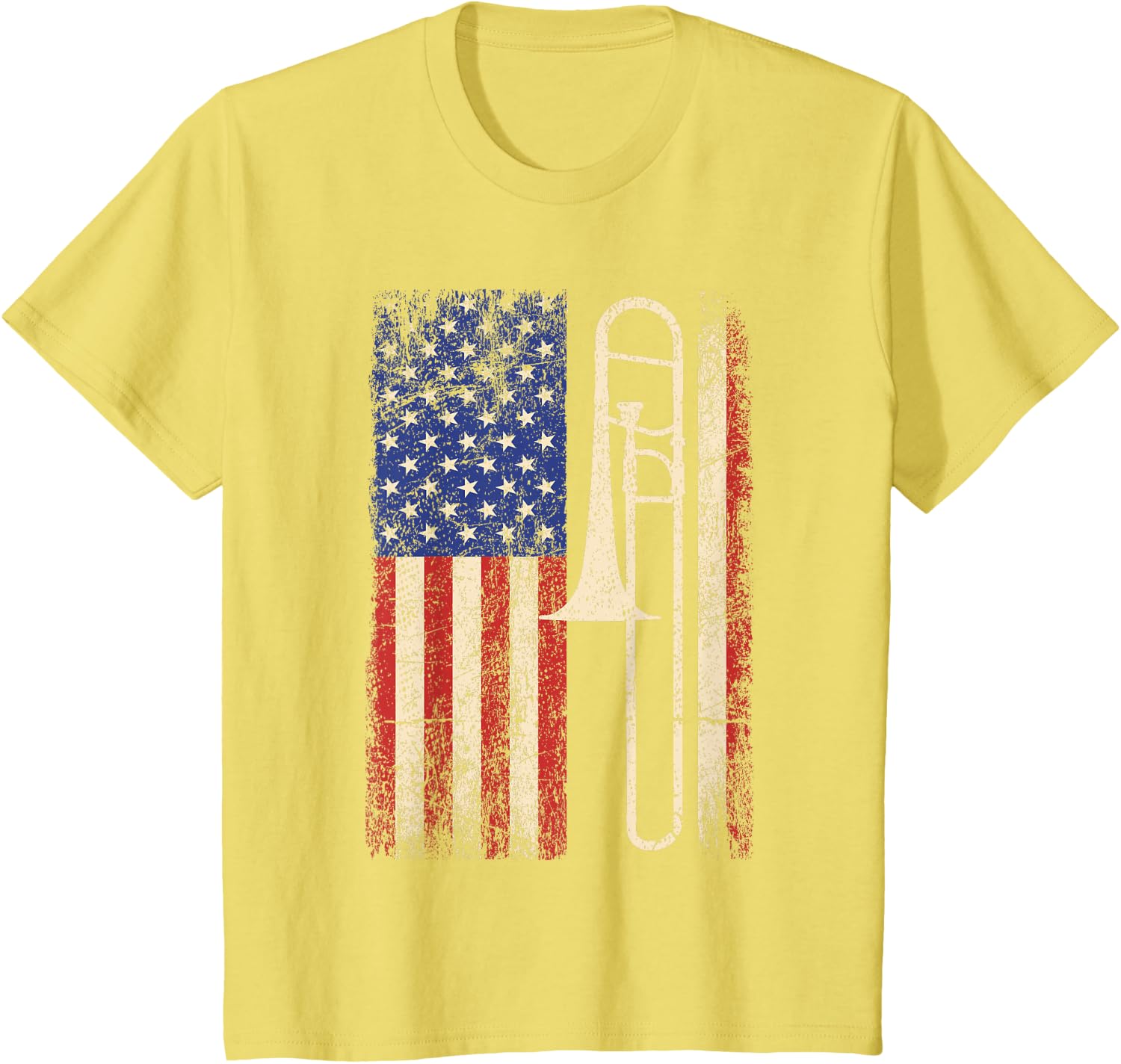 Trombone USA American Flag Shirt Jazz Music Vintage Men Tee T-Shirt