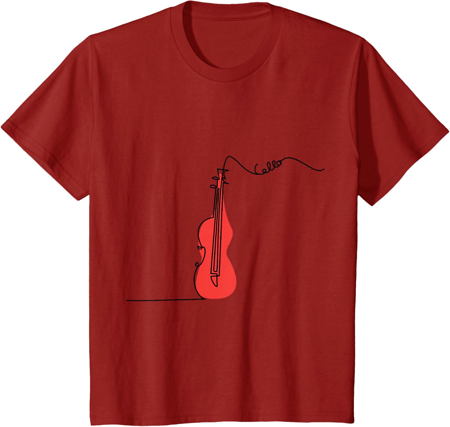 Cellist Music Orchestra Design One-Line Cello T-Shirt Small