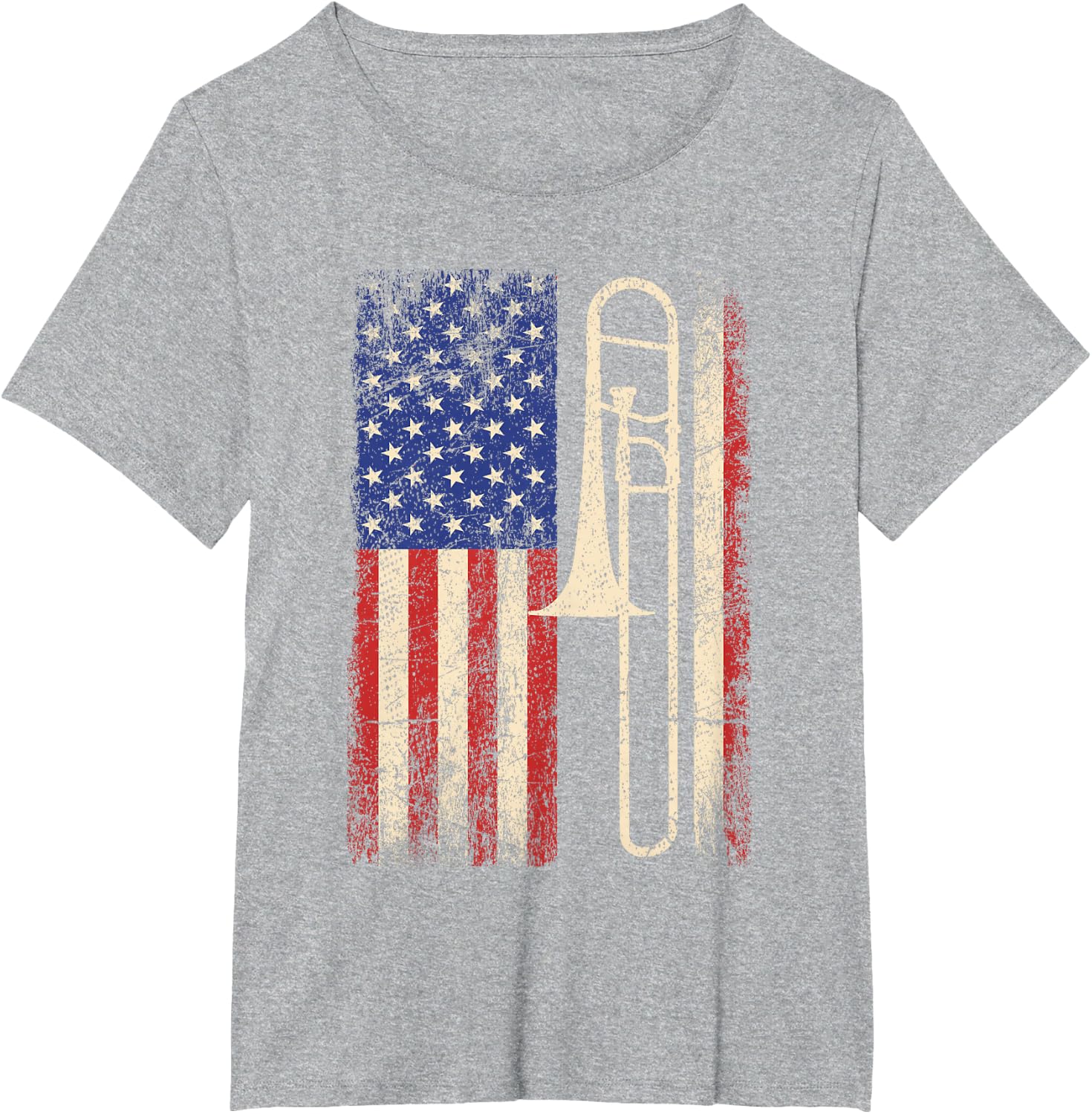 Trombone USA American Flag Shirt Jazz Music Vintage Men Tee T-Shirt