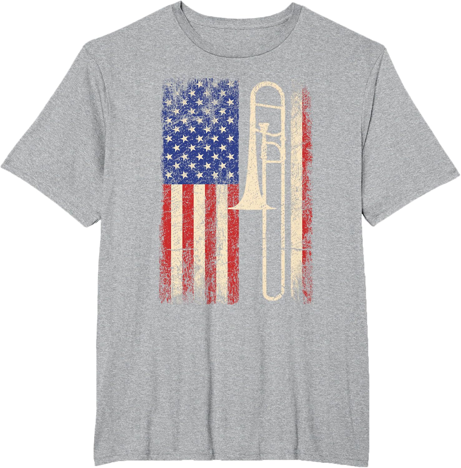 Trombone USA American Flag Shirt Jazz Music Vintage Men Tee T-Shirt