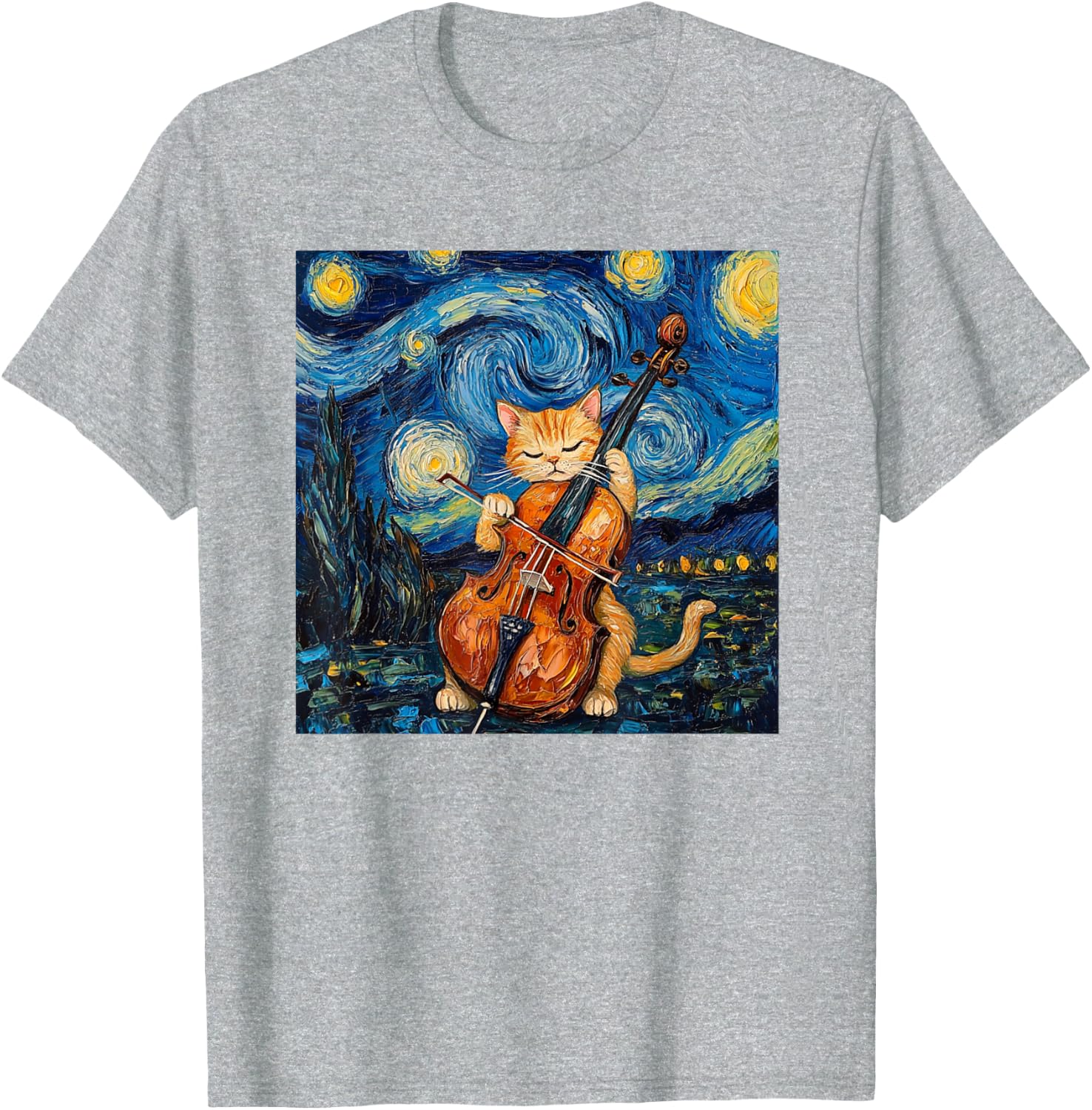 Funny Cello Player Cat Shirt Men Womens Kids T-Shirt