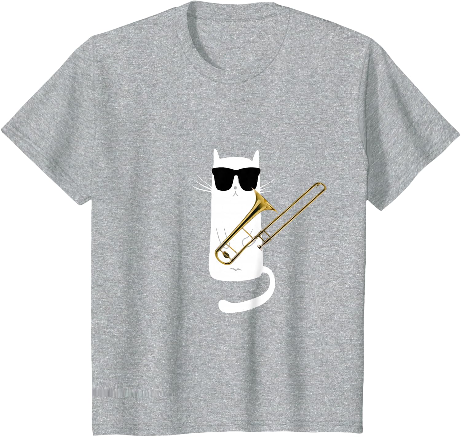 Funny Cat Wearing Sunglasses Playing Trombone T-Shirt Small