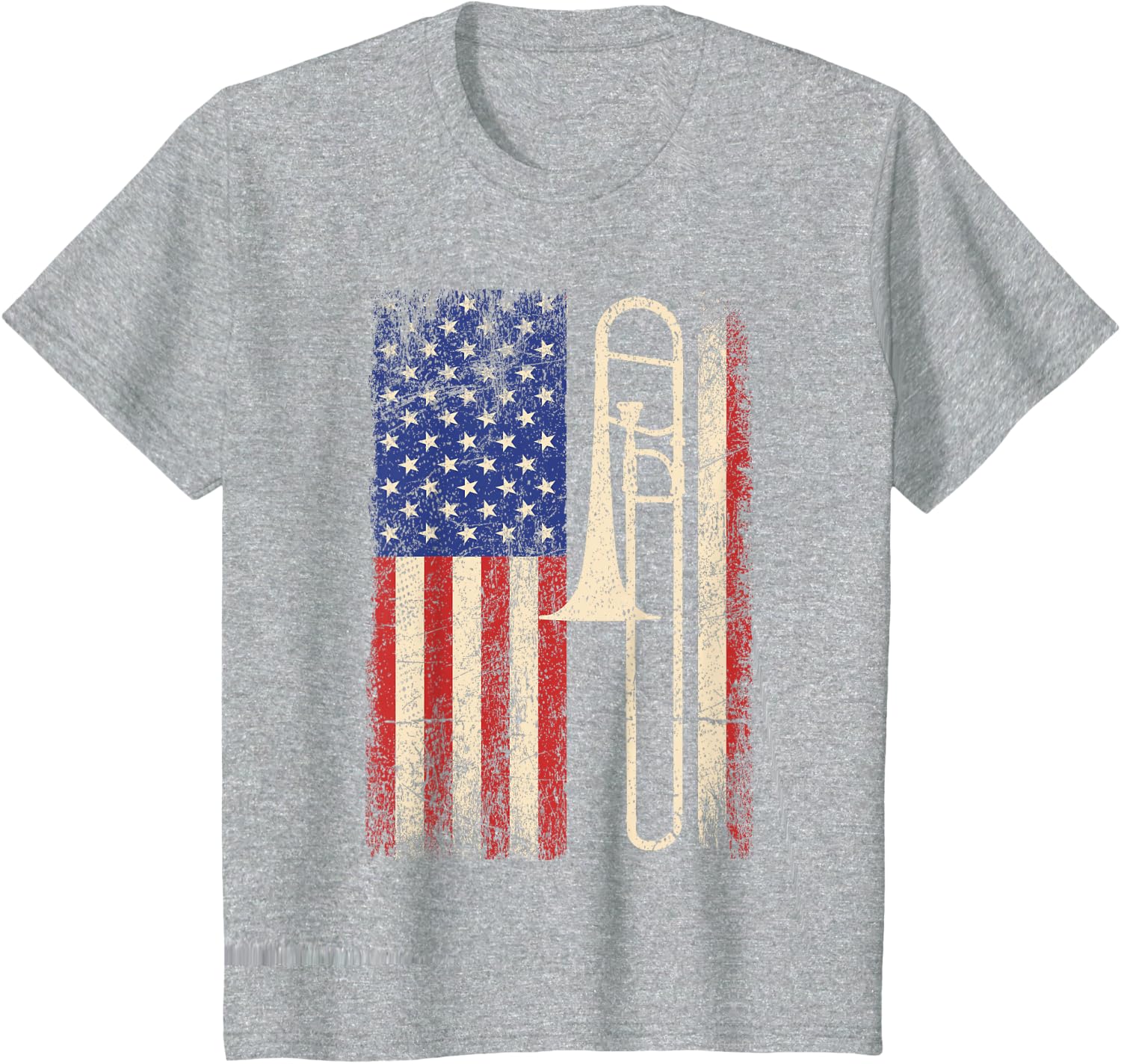 Trombone USA American Flag Shirt Jazz Music Vintage Men Tee T-Shirt
